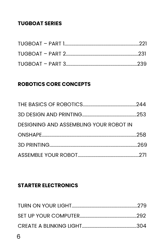 table of content