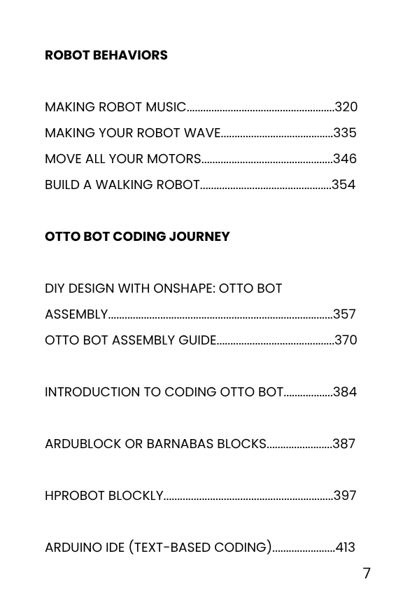 table of content