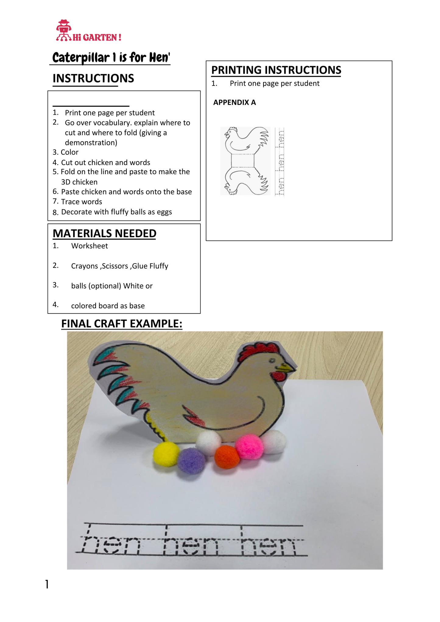 Free Download printable 12 CP12 GHI HEN CRAFT.pdf – Hi Garten from Hamcodes