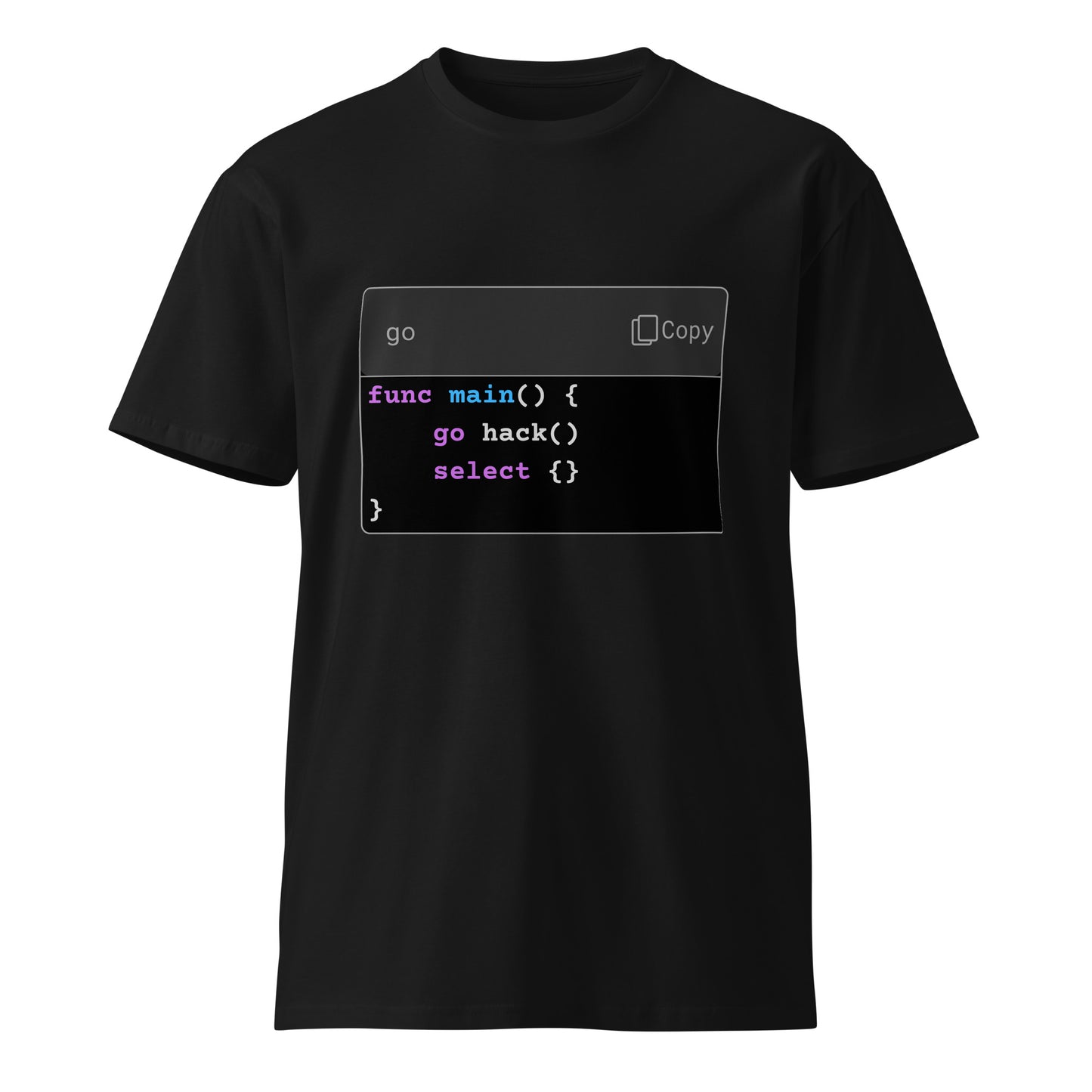 Hamcodes go hack() Tee – Concurrency Never Looked So Clean Unisex premium t-shirt