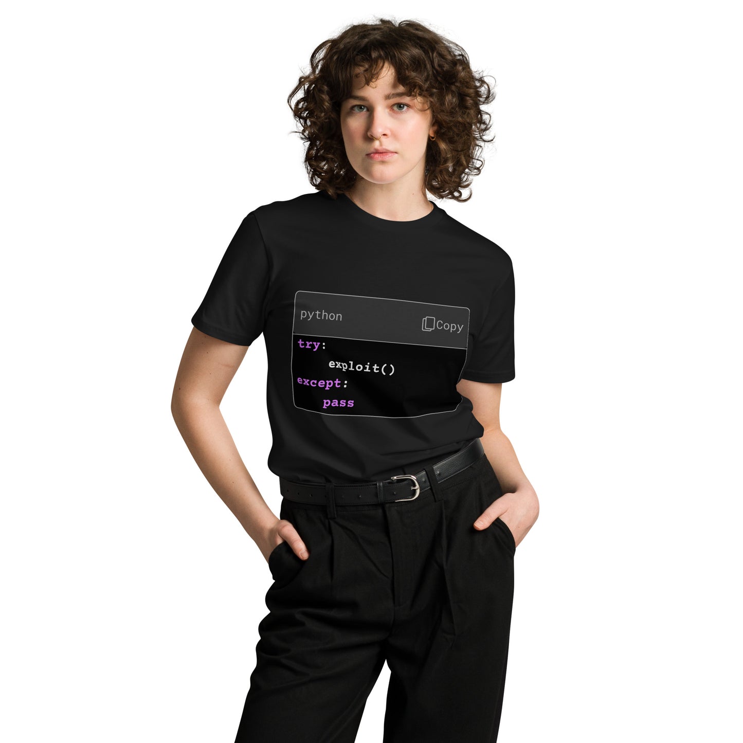Hamcodes try: exploit() Tee – Pythonic Persistence. Silent Failure. Unisex premium t-shirt