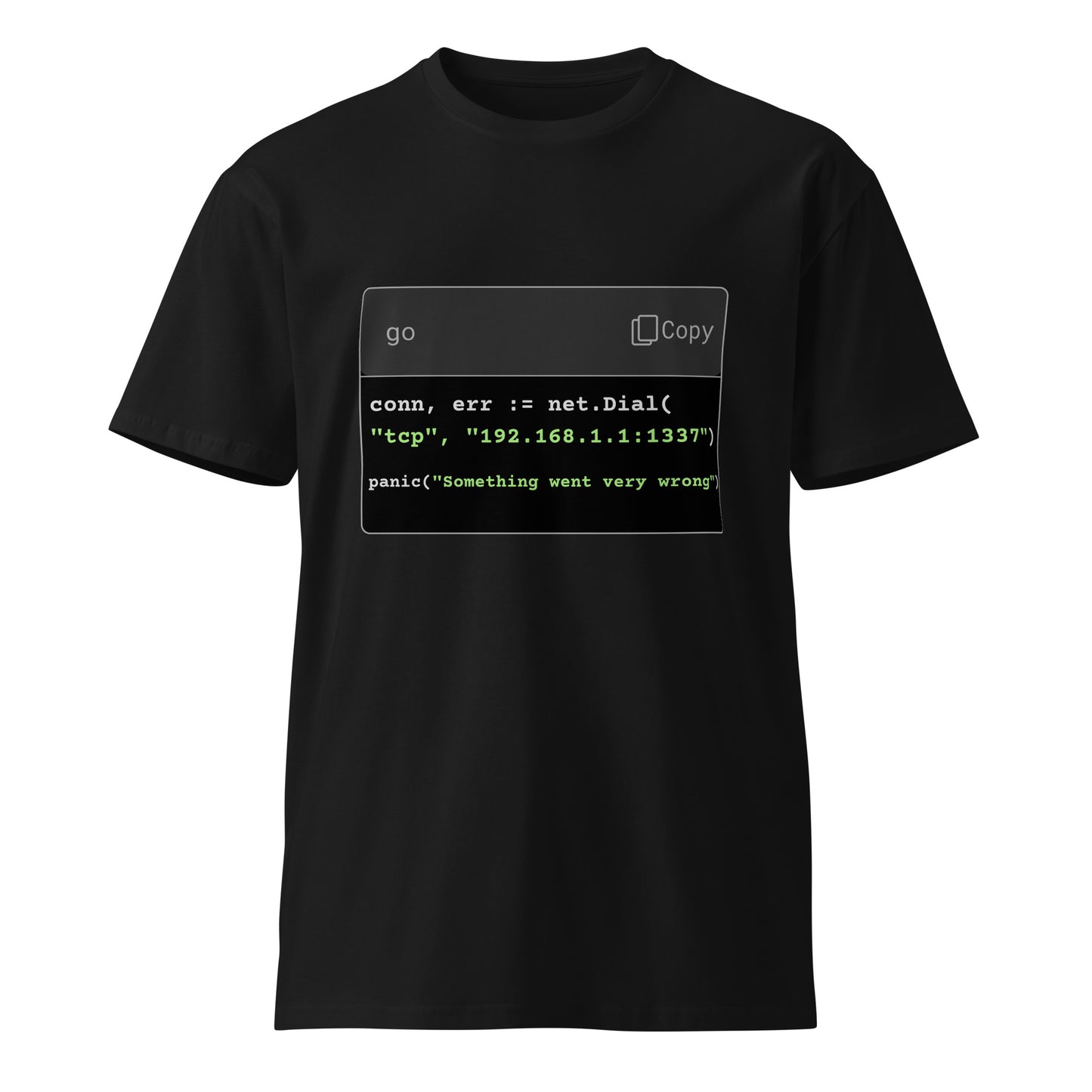 Hamcodes panic() Tee – Go Hard. Fail Loud. Unisex premium t-shirt