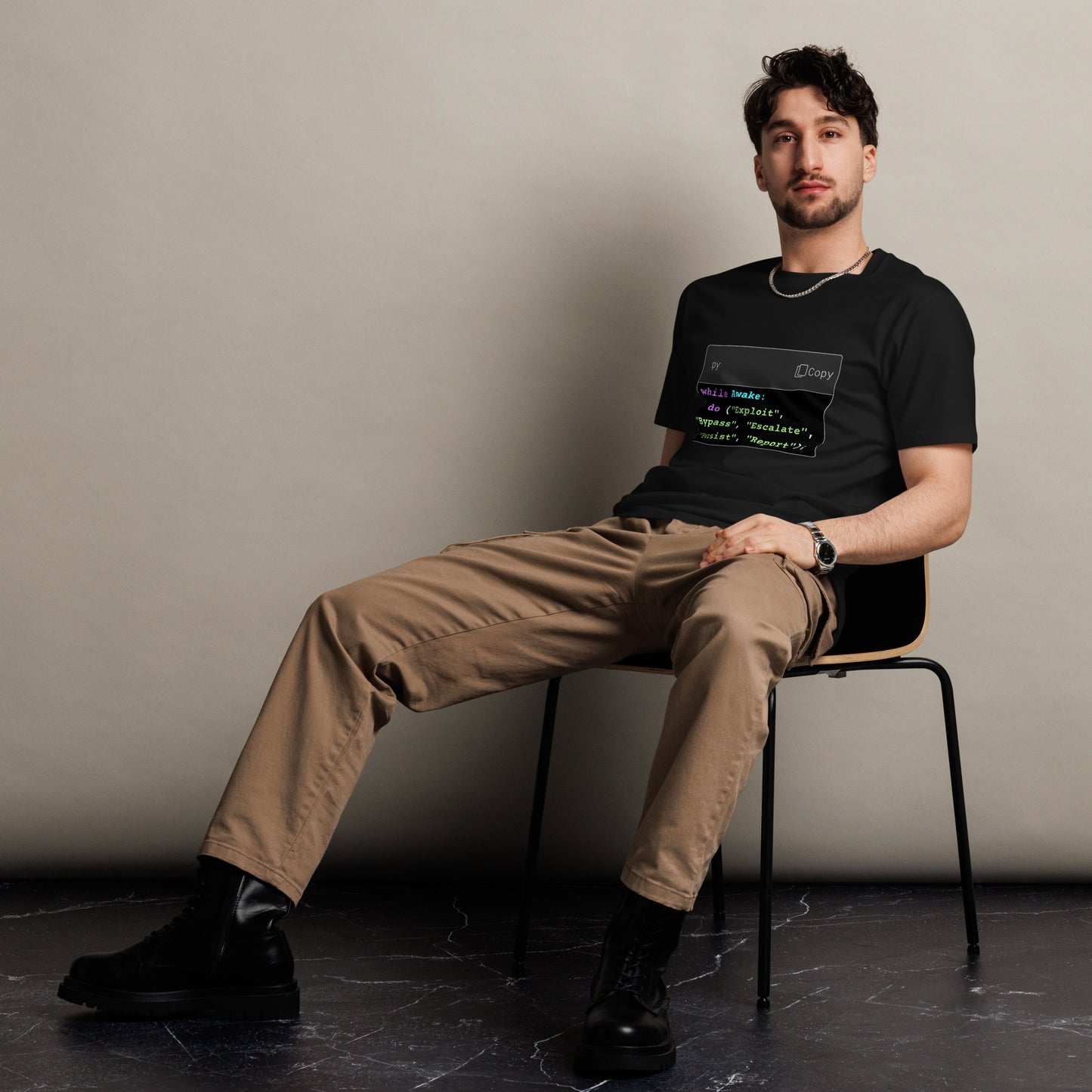 Hamcodes while Awake Tee – The Operator’s Lifecycle, in Python Unisex premium t-shirt