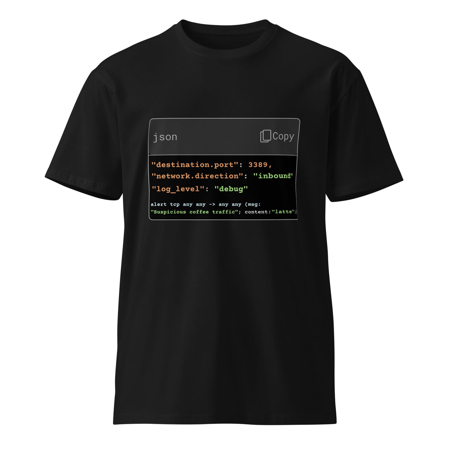 Hamcodes Suspicious Coffee Traffic Tee – Debug, Detect, Caffeinate Unisex premium t-shirt