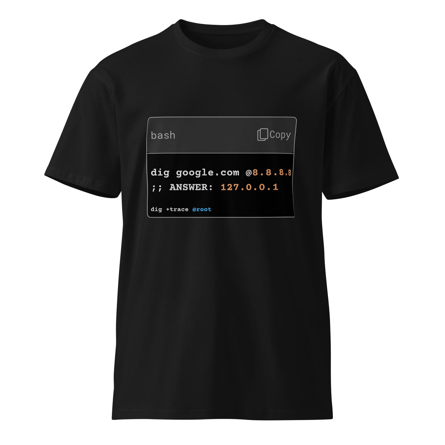 Hamcodes dig +trace Tee – Recursive, Resolving, and Ready Unisex premium t-shirt