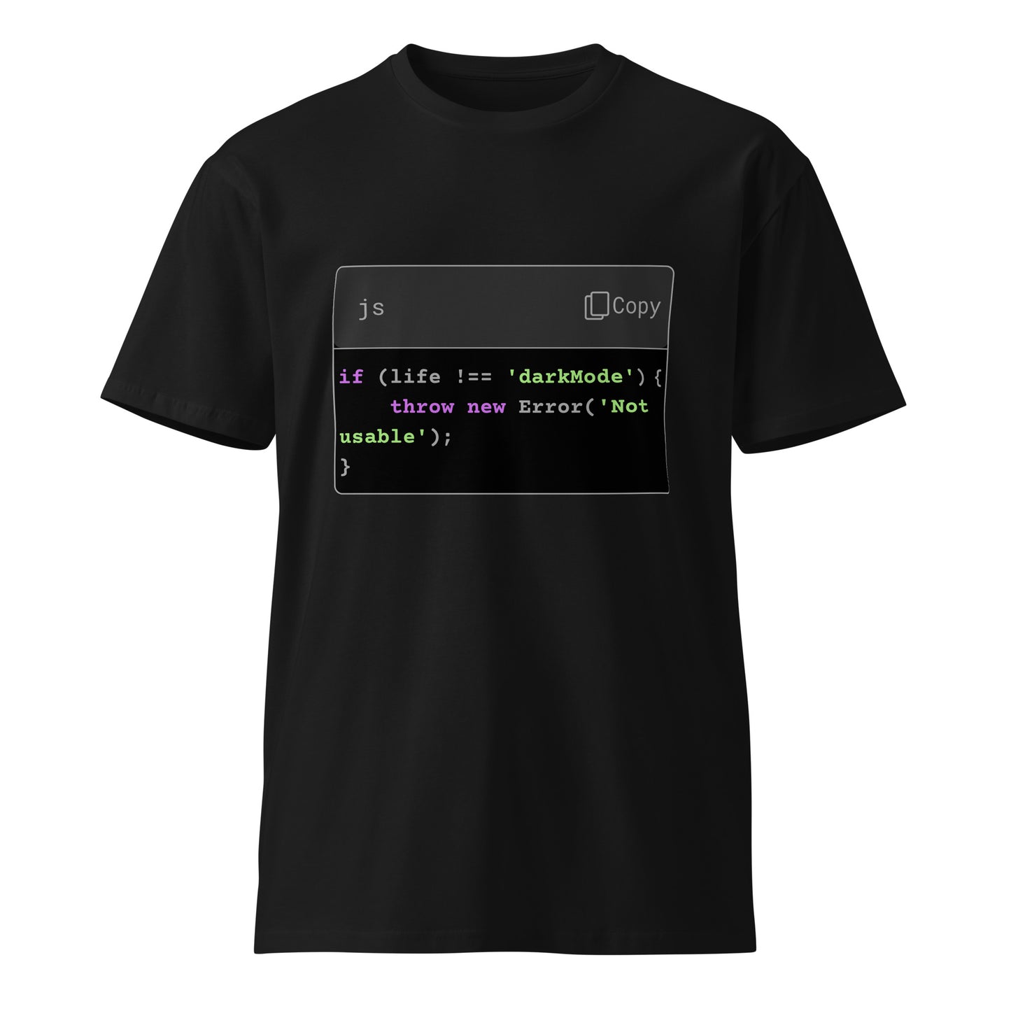 Hamcodes Dark Mode or Bust Tee – Error-Handled Aesthetics Unisex premium t-shirt