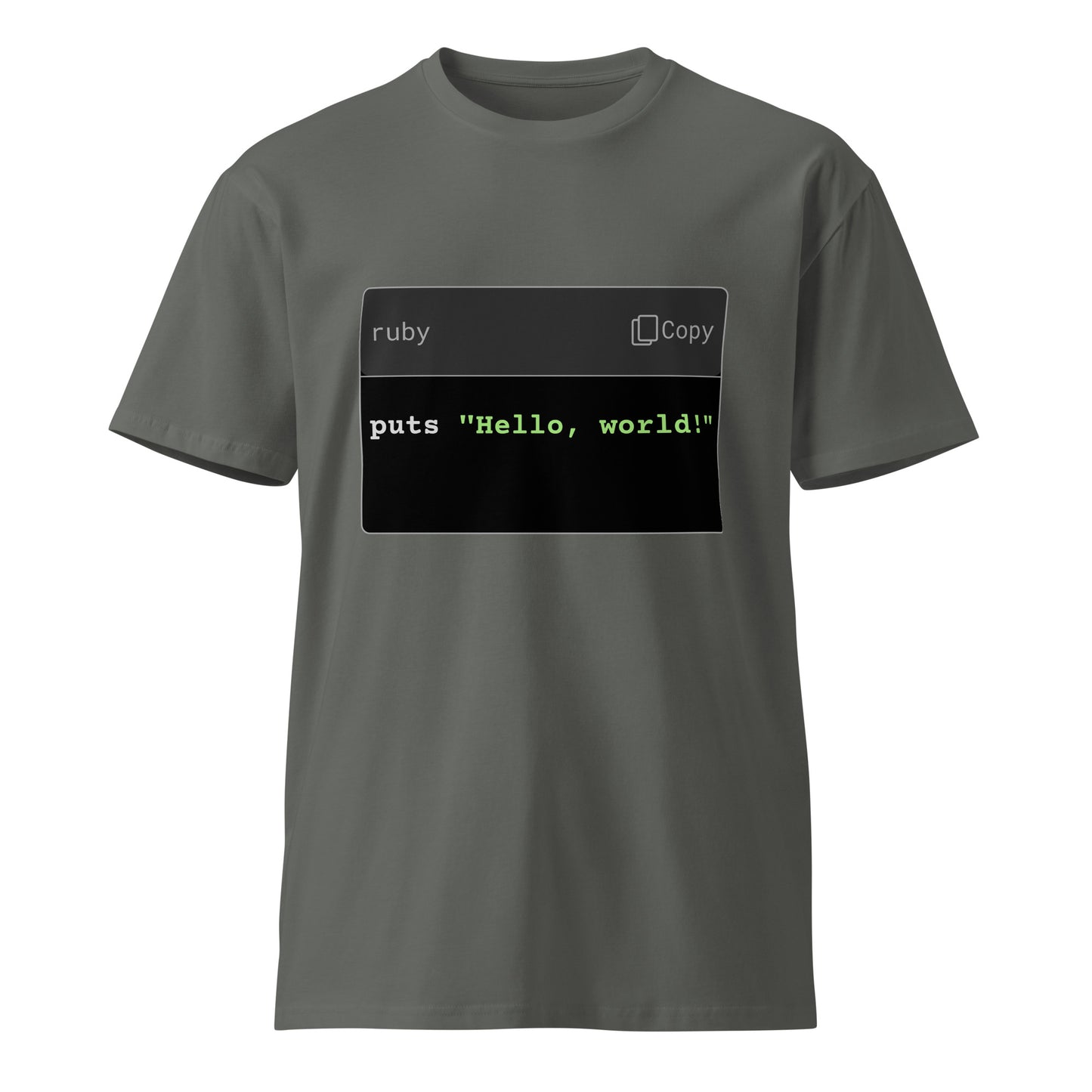 Hamcodes Ruby Hello World Tee – Simple, Pure, Iconic Unisex premium t-shirt