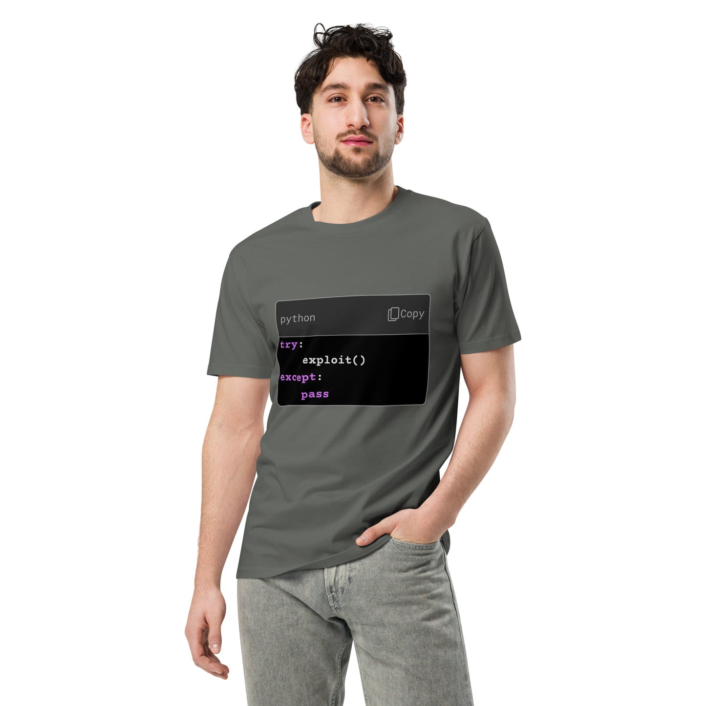 Hamcodes try: exploit() Tee – Pythonic Persistence. Silent Failure. Unisex premium t-shirt