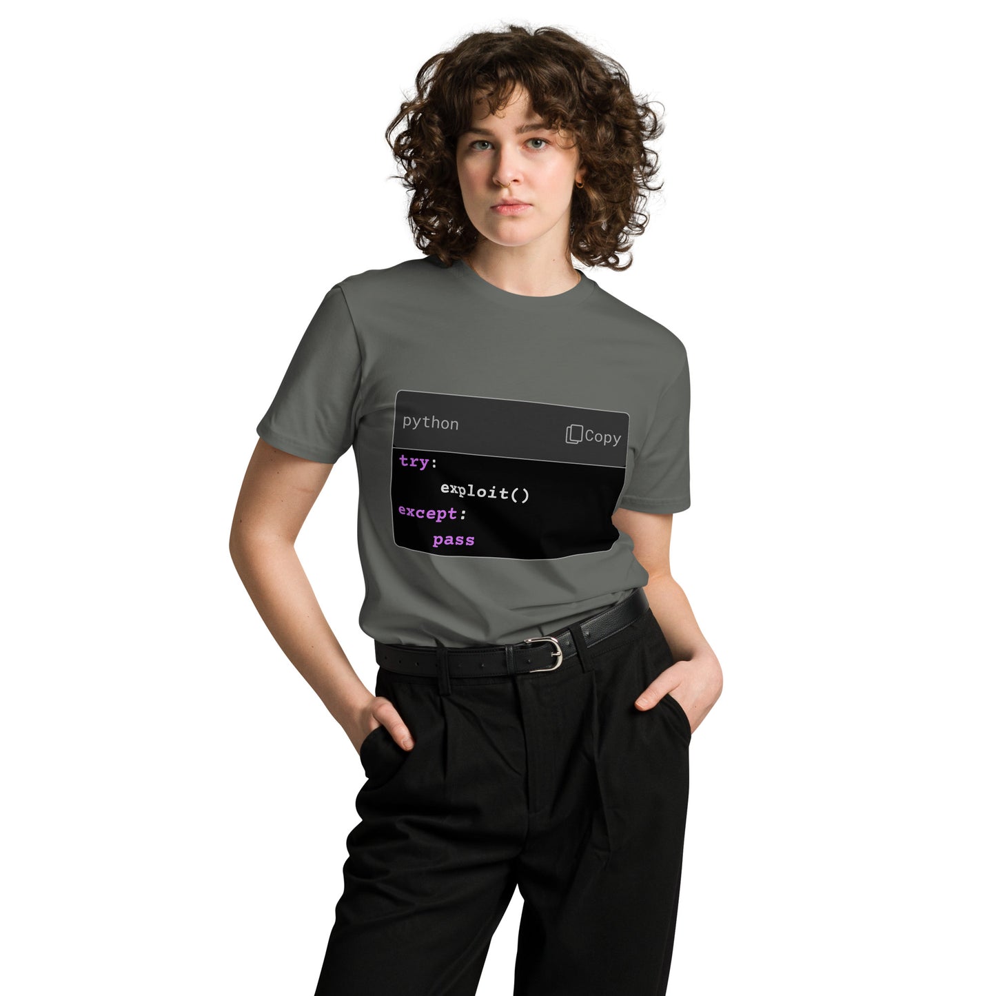 Hamcodes try: exploit() Tee – Pythonic Persistence. Silent Failure. Unisex premium t-shirt
