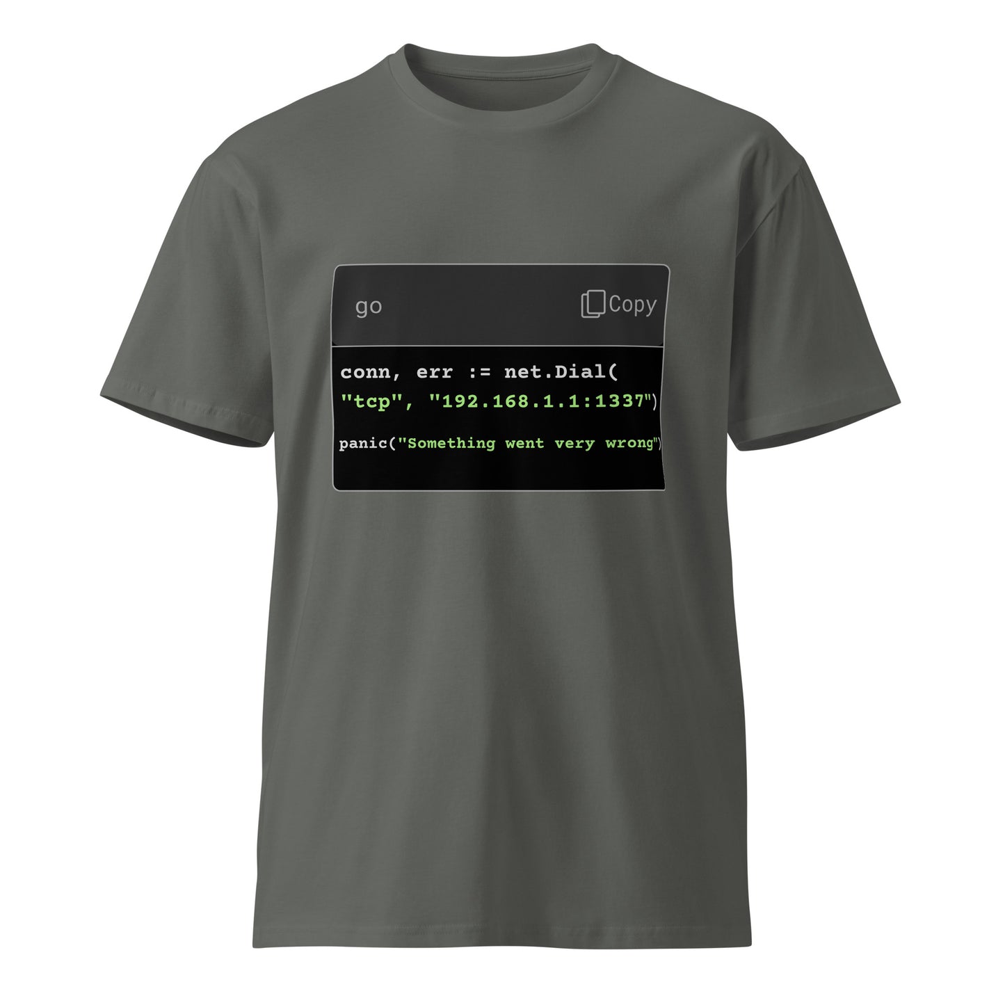 Hamcodes panic() Tee – Go Hard. Fail Loud. Unisex premium t-shirt