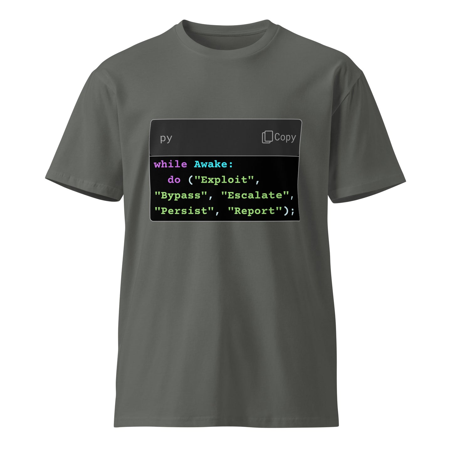 Hamcodes while Awake Tee – The Operator’s Lifecycle, in Python Unisex premium t-shirt