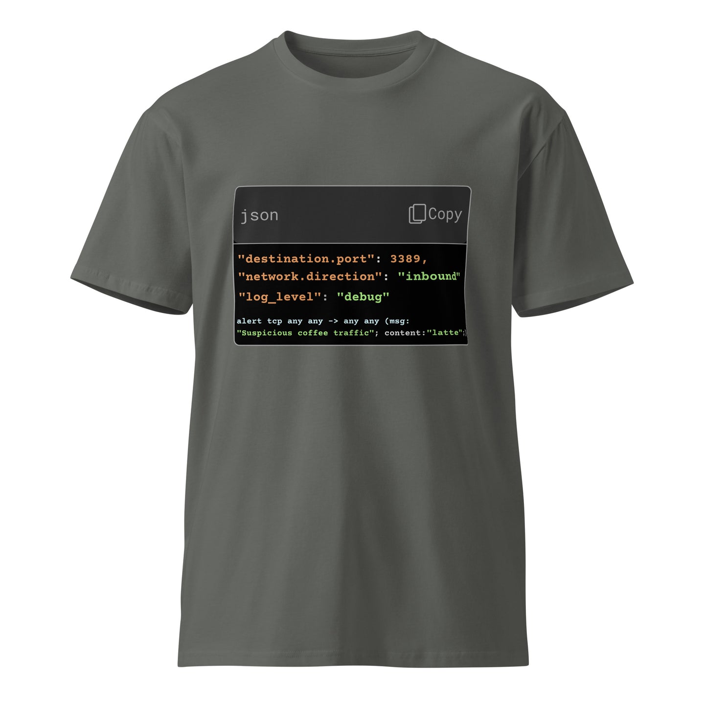 Hamcodes Suspicious Coffee Traffic Tee – Debug, Detect, Caffeinate Unisex premium t-shirt