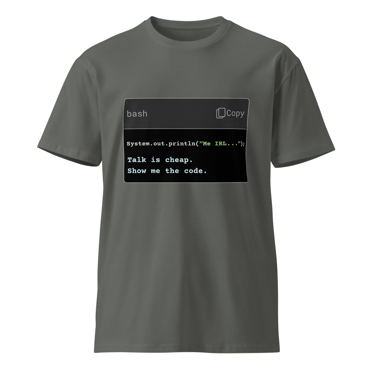 Hamcodes Show Me the Code Tee – Less Talk. More Shell. Unisex premium t-shirt