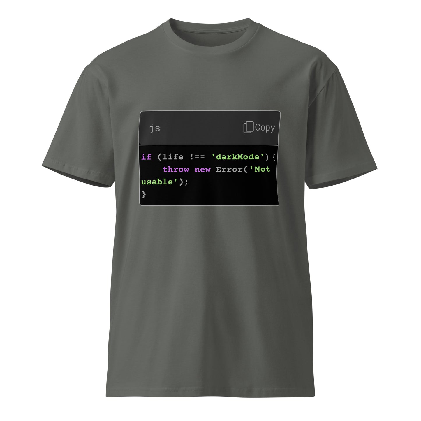 Hamcodes Dark Mode or Bust Tee – Error-Handled Aesthetics Unisex premium t-shirt