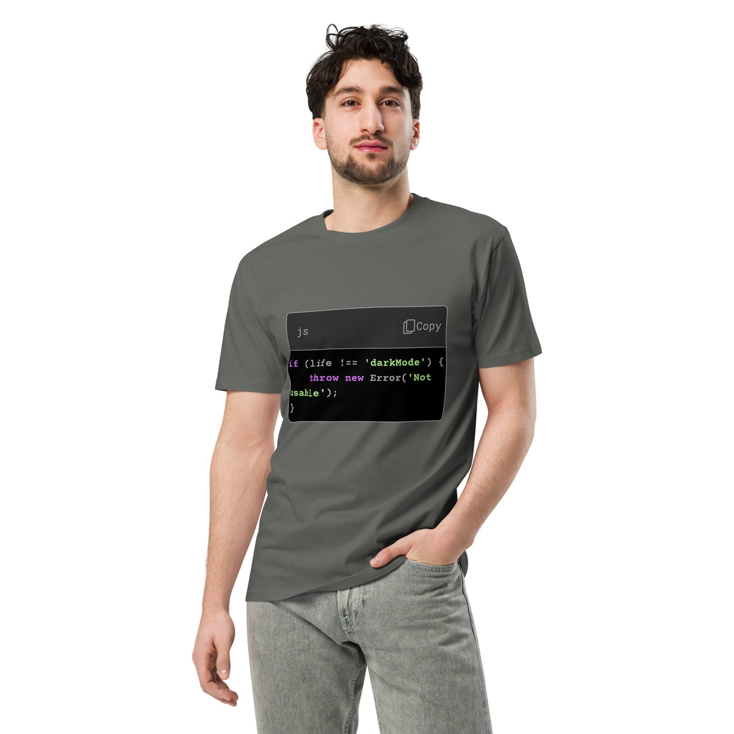 Hamcodes Dark Mode or Bust Tee – Error-Handled Aesthetics Unisex premium t-shirt