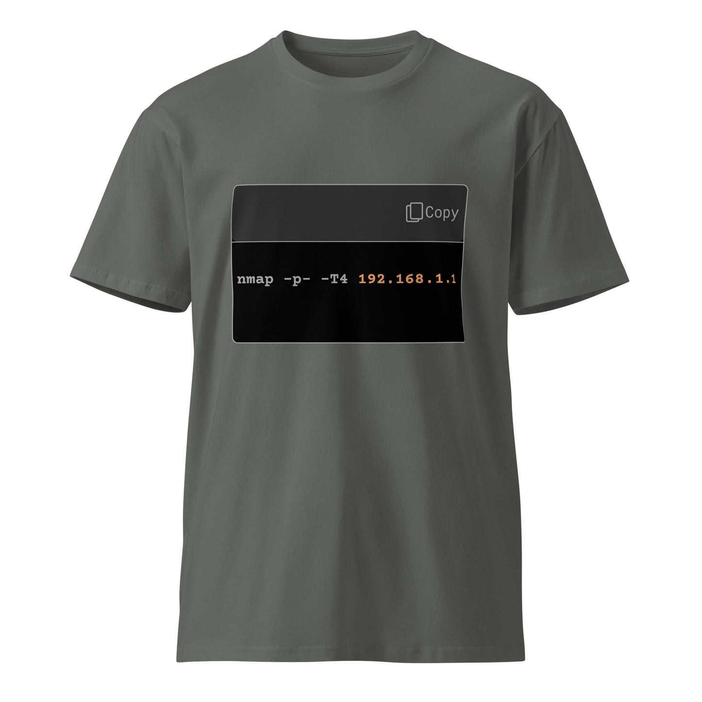 Hamcodes nmap -p- -T4 Tee – Full Ports. No Patience. Unisex premium t-shirt