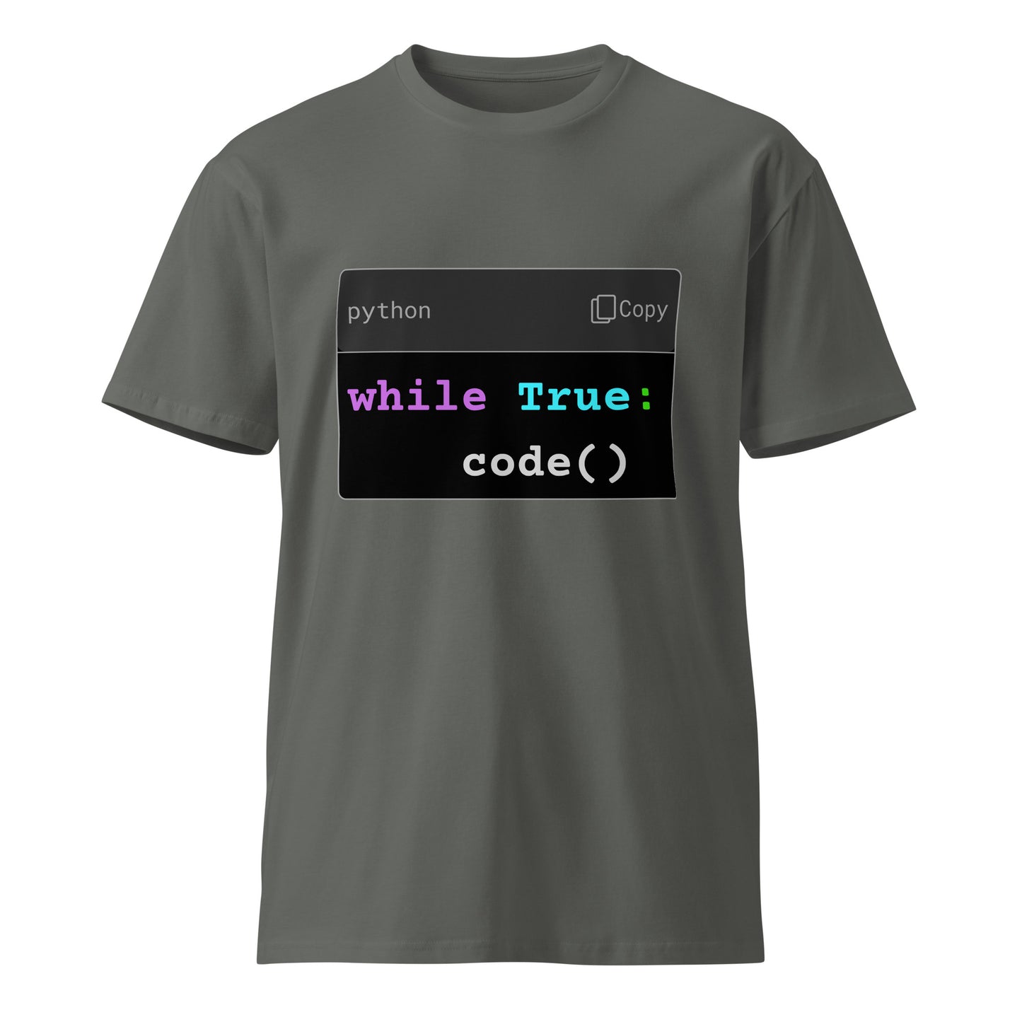Hamcode while True: code() Tee – Infinite Logic. Infinite Grind Unisex premium t-shirt