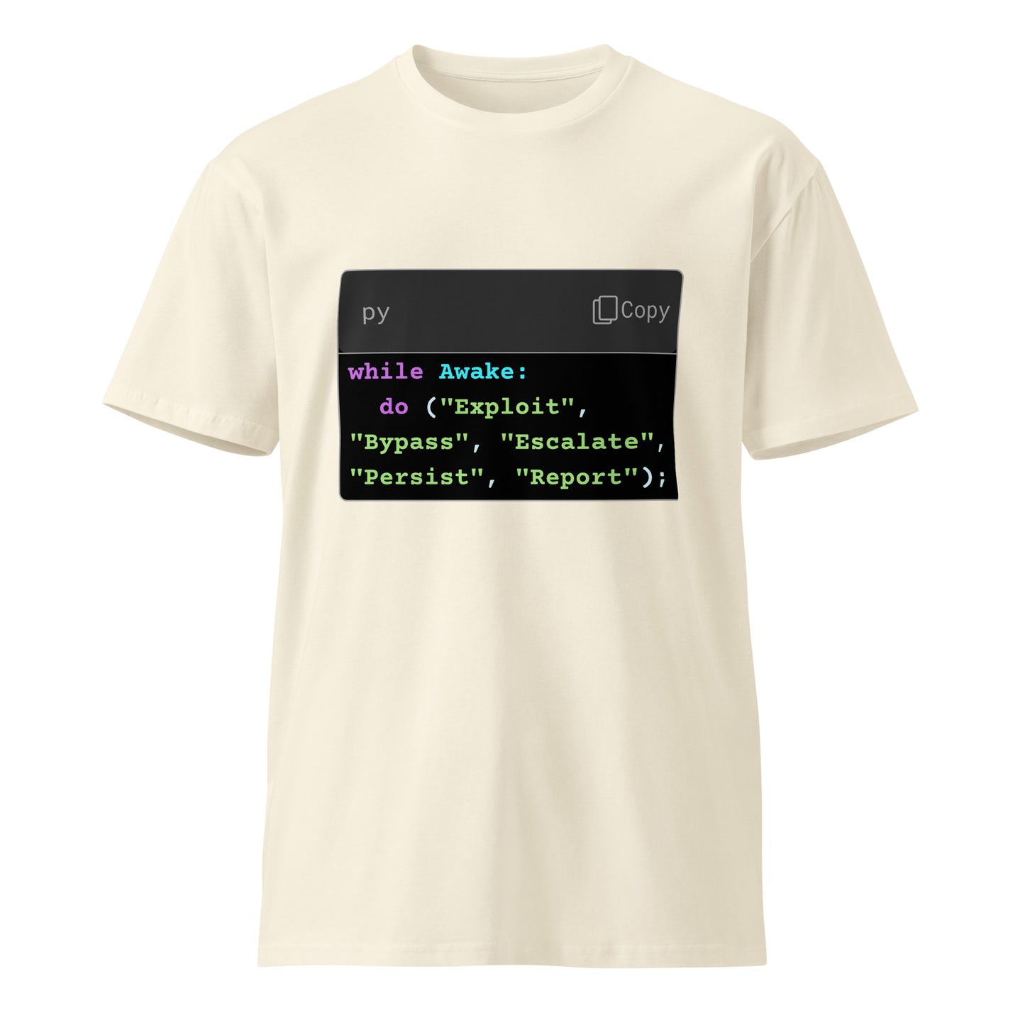 Hamcodes while Awake Tee – The Operator’s Lifecycle, in Python Unisex premium t-shirt
