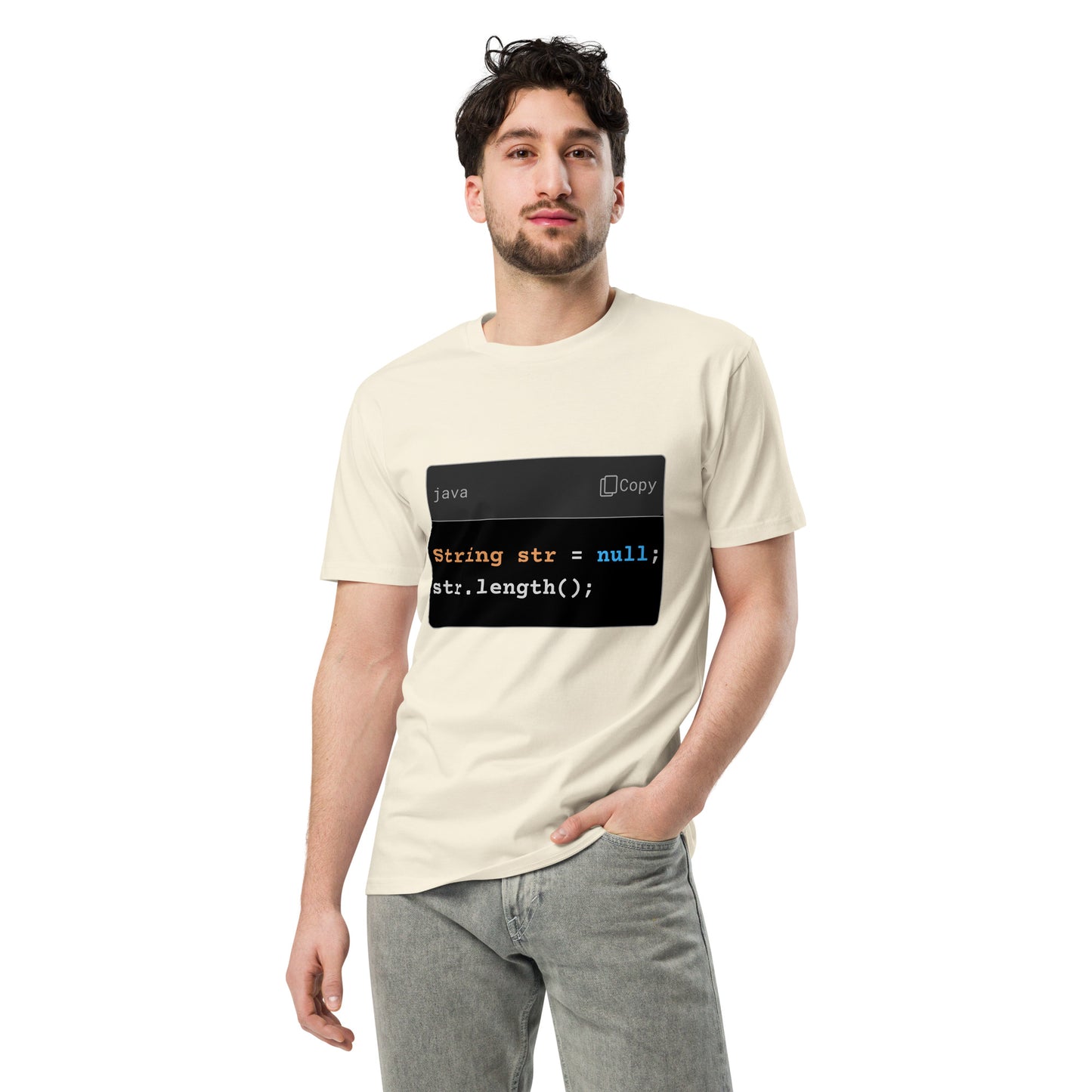 Hamcodes str.length(); Tee – NullPointerException, Now Wearable Unisex premium t-shirt