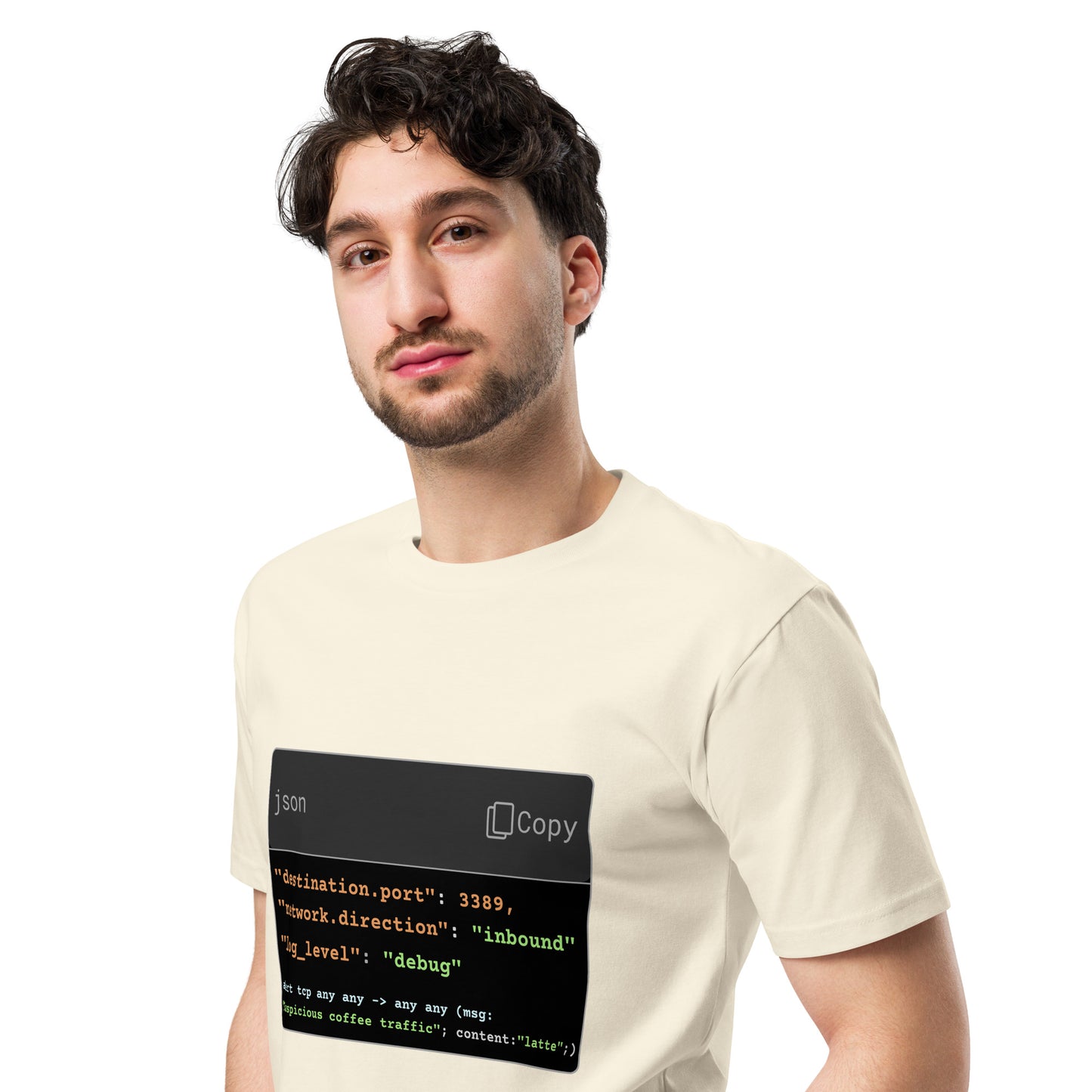 Hamcodes Suspicious Coffee Traffic Tee – Debug, Detect, Caffeinate Unisex premium t-shirt