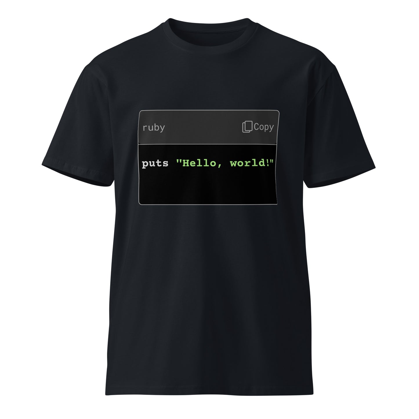 Hamcodes Ruby Hello World Tee – Simple, Pure, Iconic Unisex premium t-shirt
