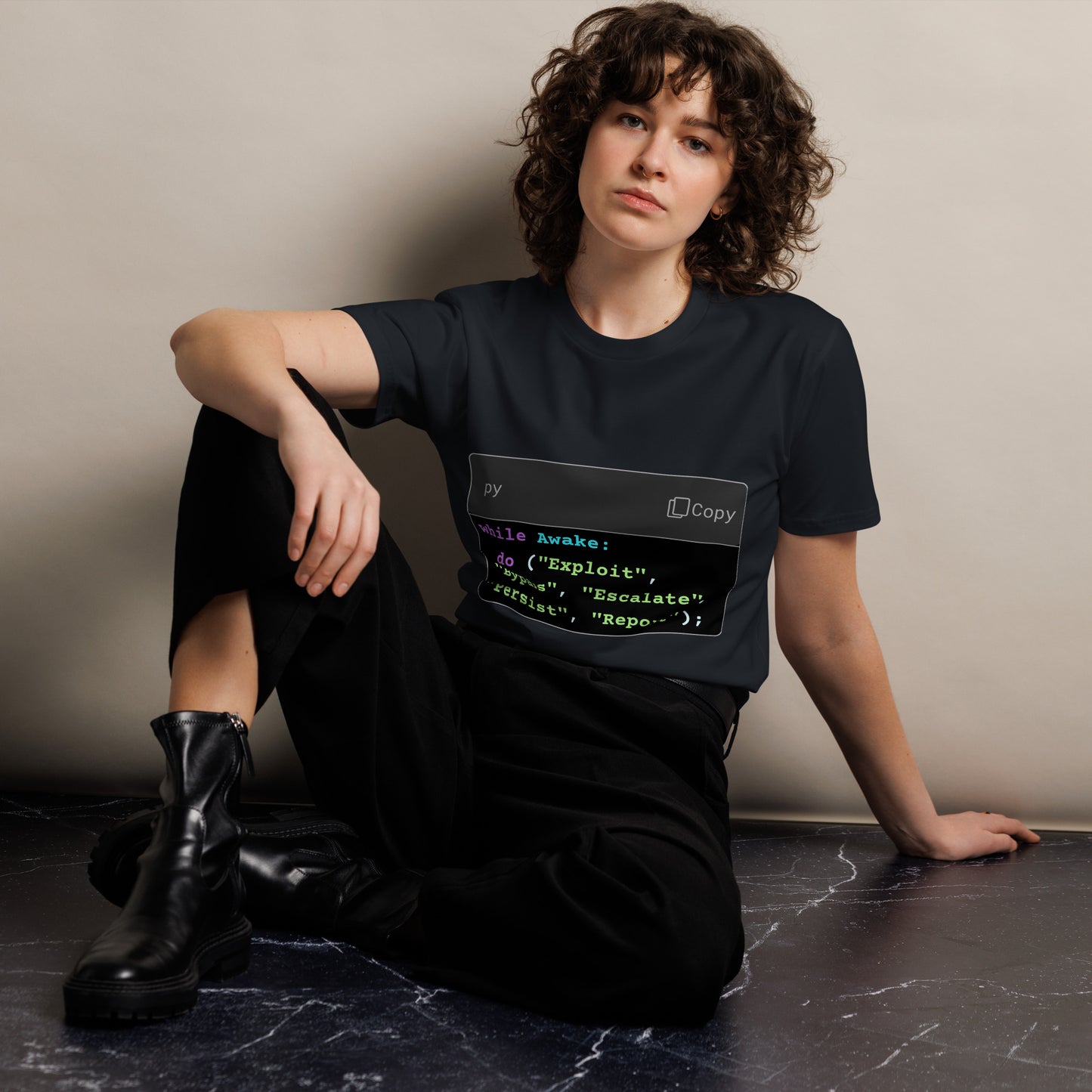 Hamcodes while Awake Tee – The Operator’s Lifecycle, in Python Unisex premium t-shirt