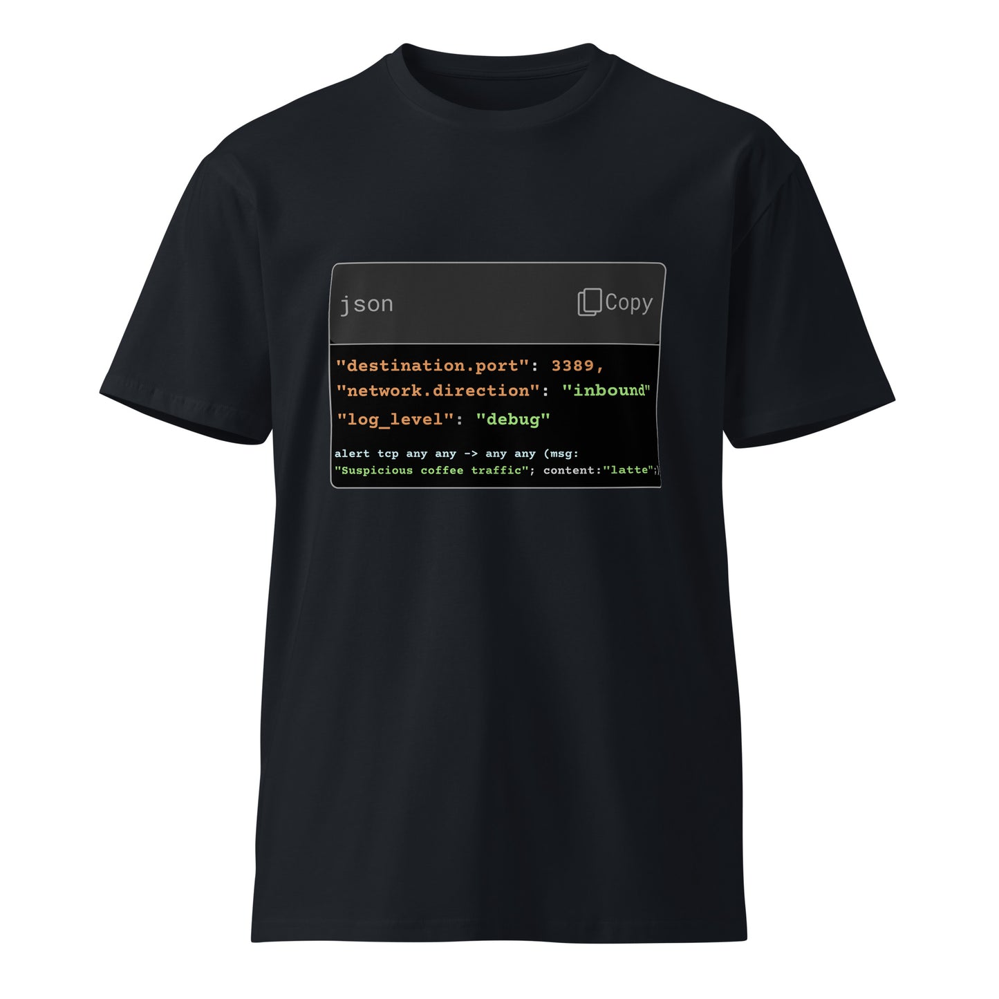Hamcodes Suspicious Coffee Traffic Tee – Debug, Detect, Caffeinate Unisex premium t-shirt