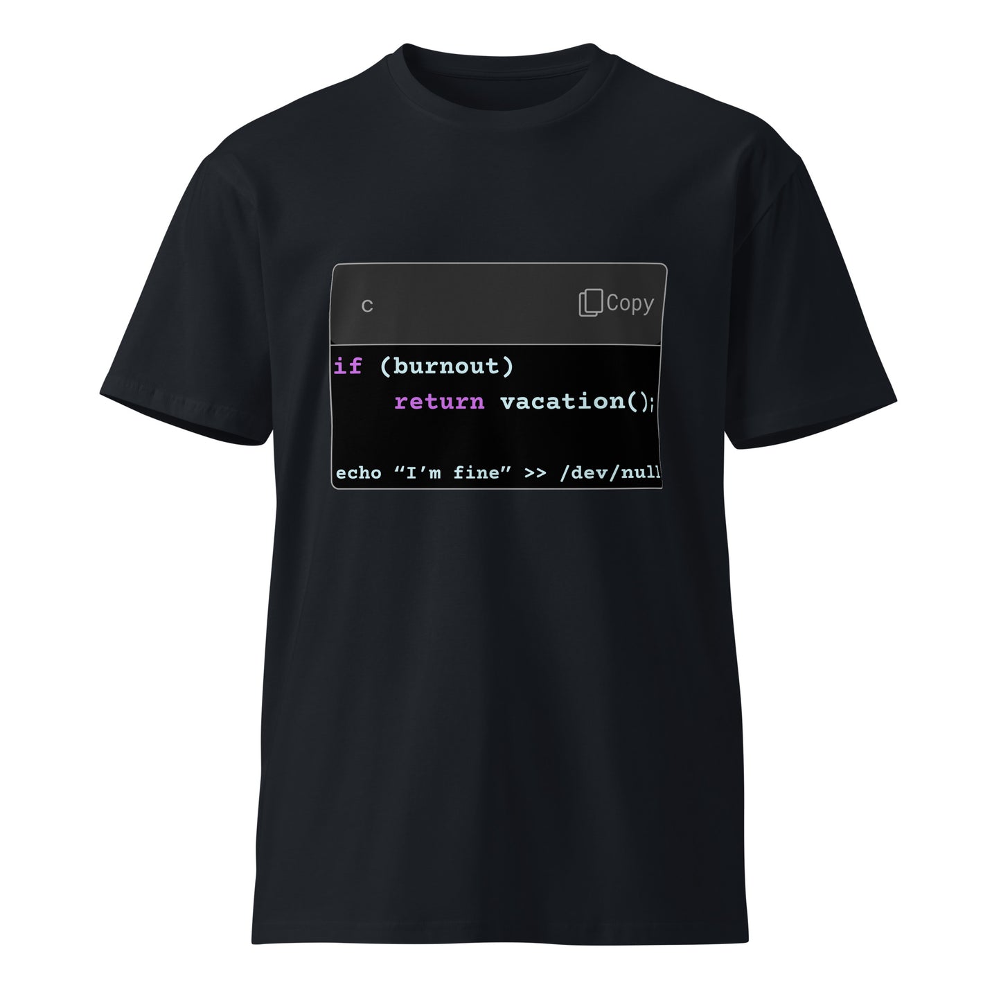 Hamcodes return vacation(); Tee – Burnout Handled. Silently. Unisex premium t-shirt