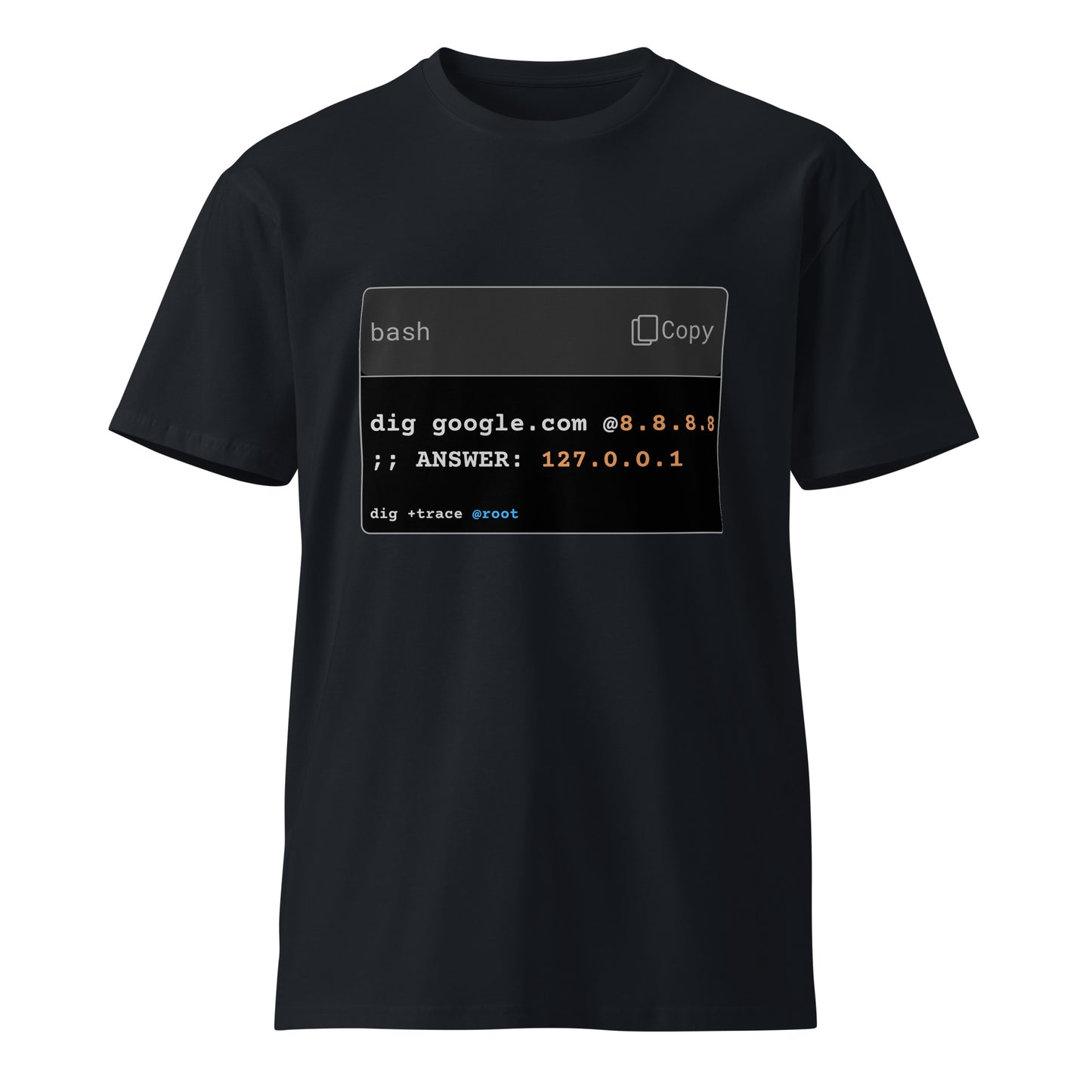 Hamcodes dig +trace Tee – Recursive, Resolving, and Ready Unisex premium t-shirt