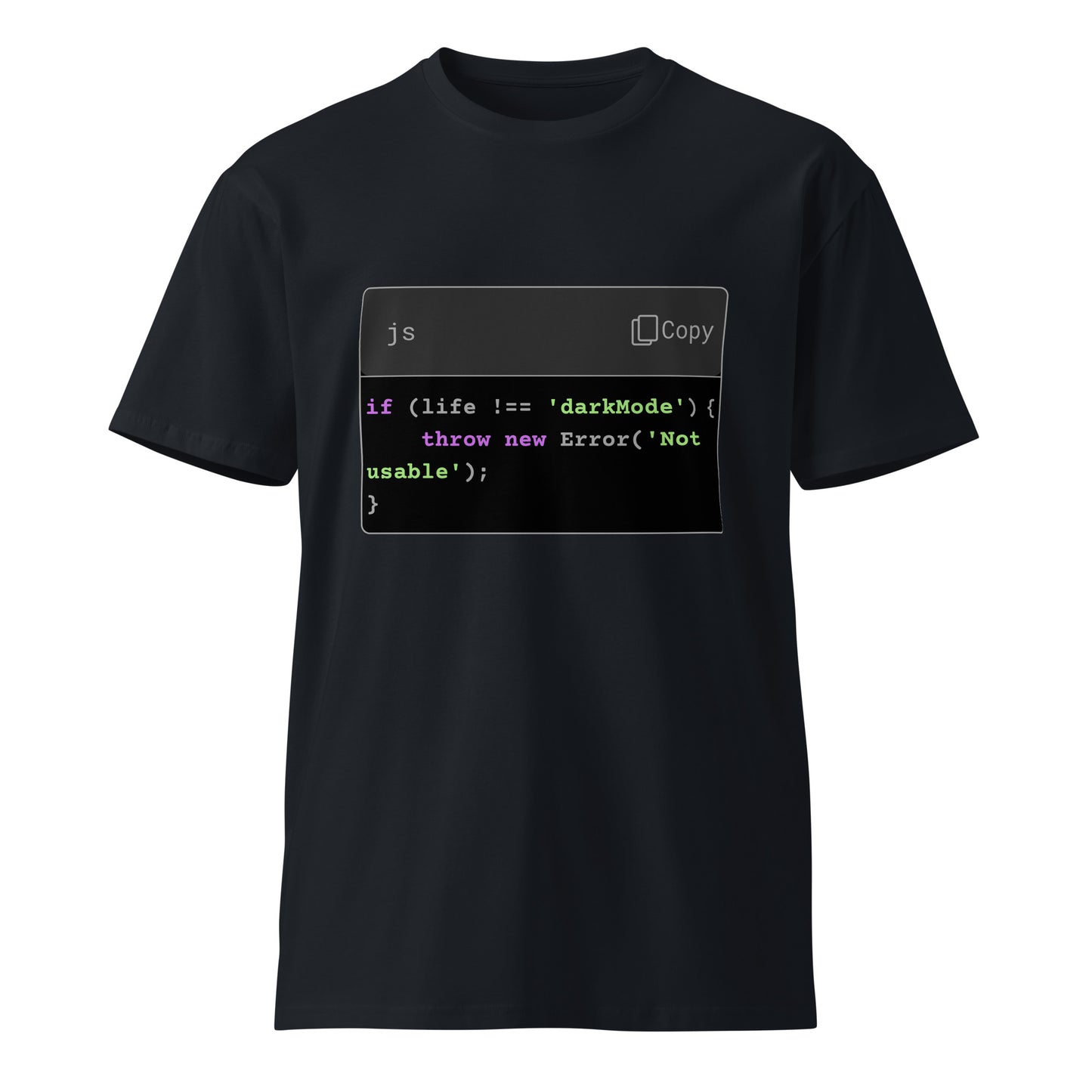 Hamcodes Dark Mode or Bust Tee – Error-Handled Aesthetics Unisex premium t-shirt