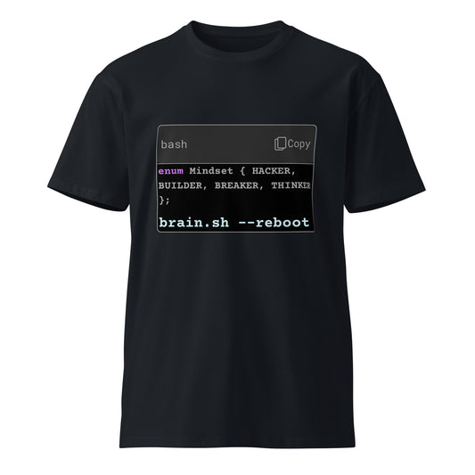 Hamcodes HACKER MINDSET Tee – Identity Loaded. Brain Rebooted. Unisex premium t-shirt