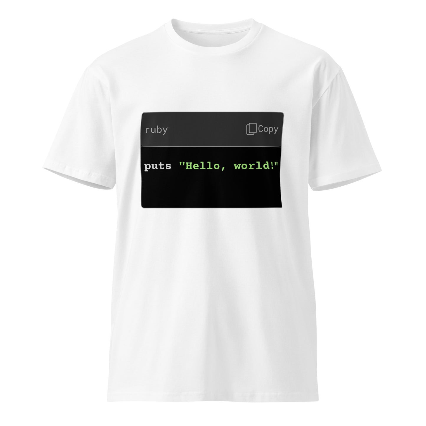 Hamcodes Ruby Hello World Tee – Simple, Pure, Iconic Unisex premium t-shirt