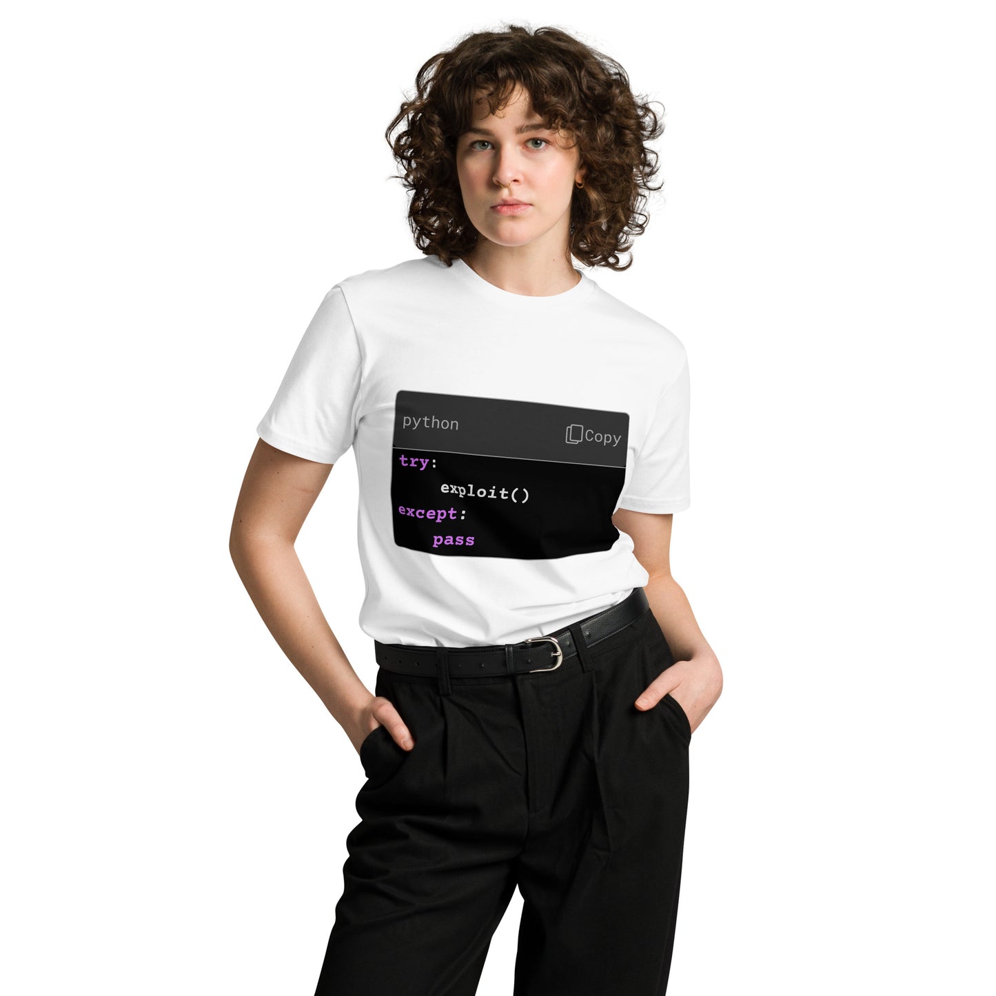 Hamcodes try: exploit() Tee – Pythonic Persistence. Silent Failure. Unisex premium t-shirt