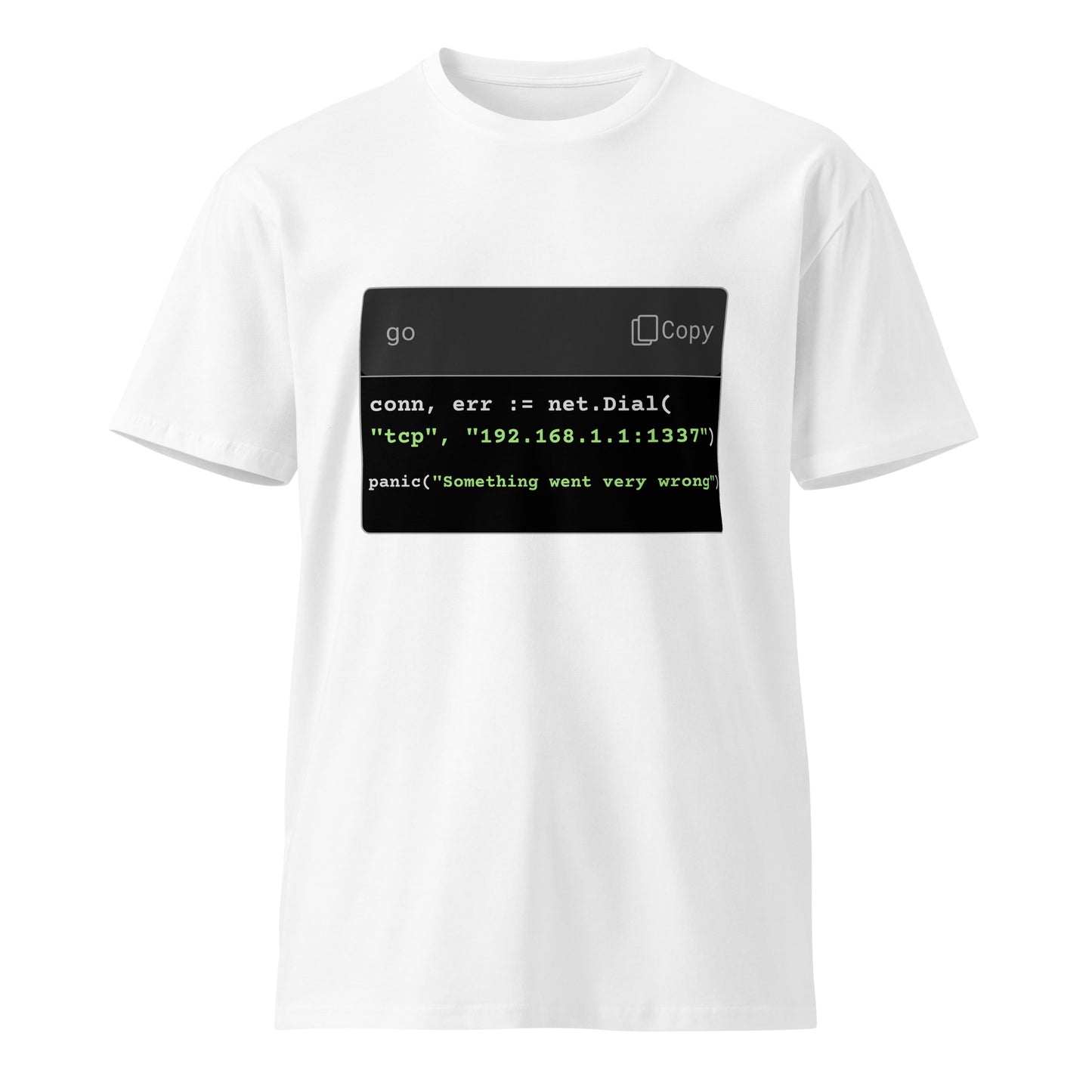 Hamcodes panic() Tee – Go Hard. Fail Loud. Unisex premium t-shirt