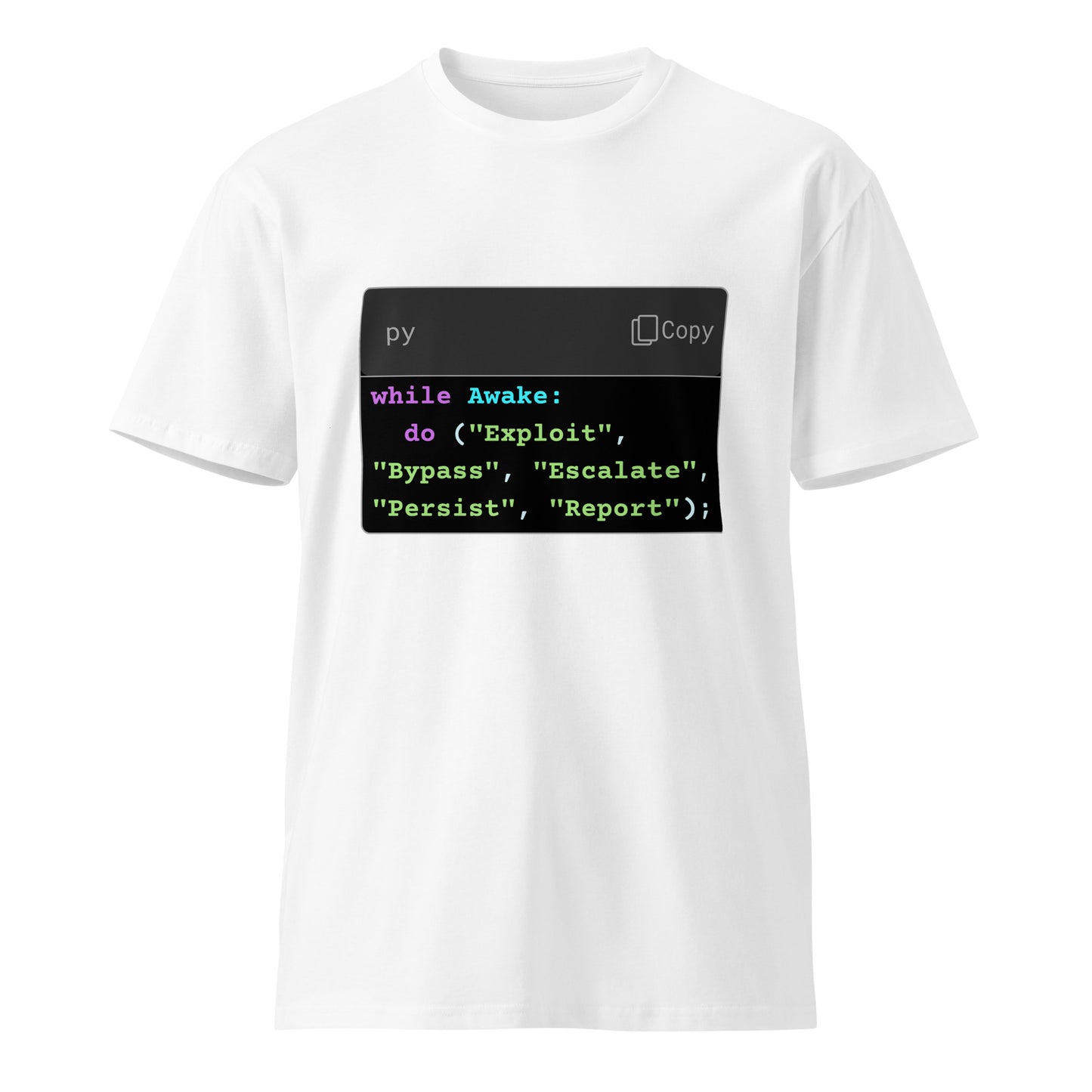 Hamcodes while Awake Tee – The Operator’s Lifecycle, in Python Unisex premium t-shirt