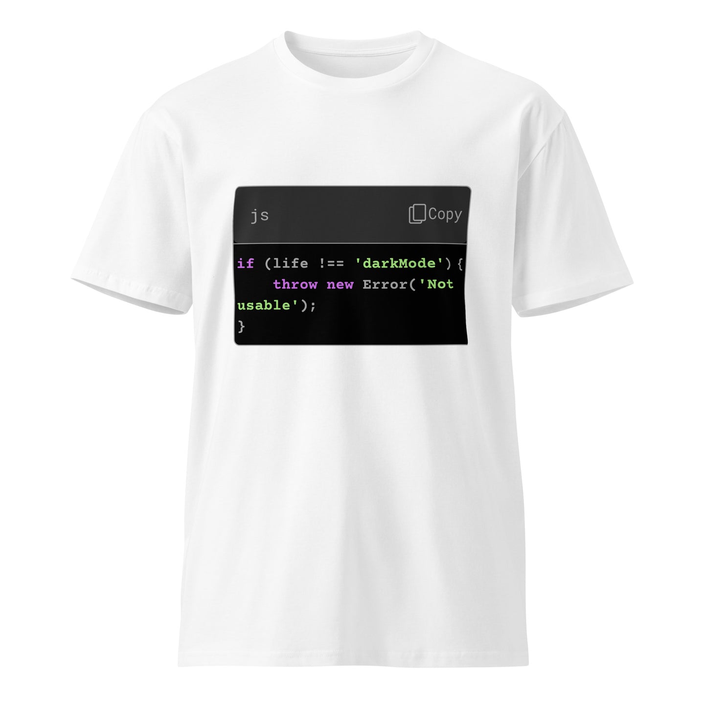 Hamcodes Dark Mode or Bust Tee – Error-Handled Aesthetics Unisex premium t-shirt