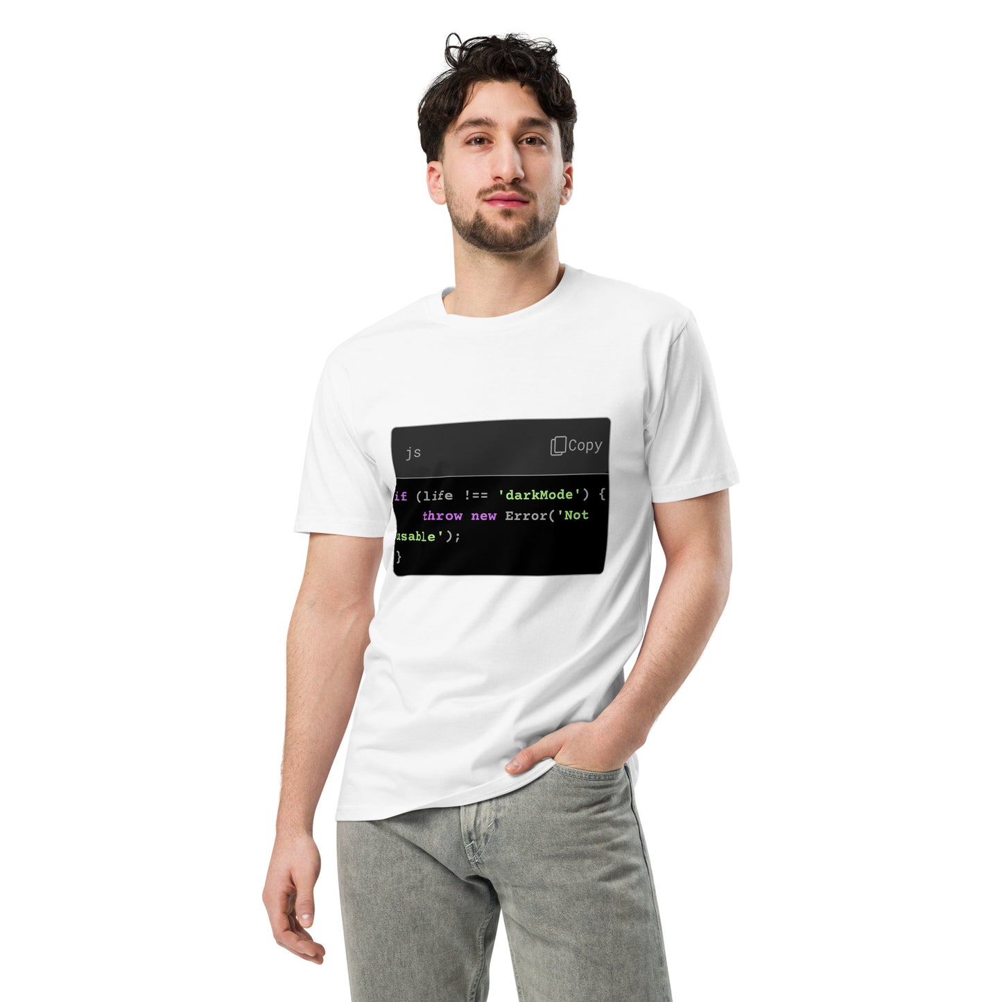 Hamcodes Dark Mode or Bust Tee – Error-Handled Aesthetics Unisex premium t-shirt