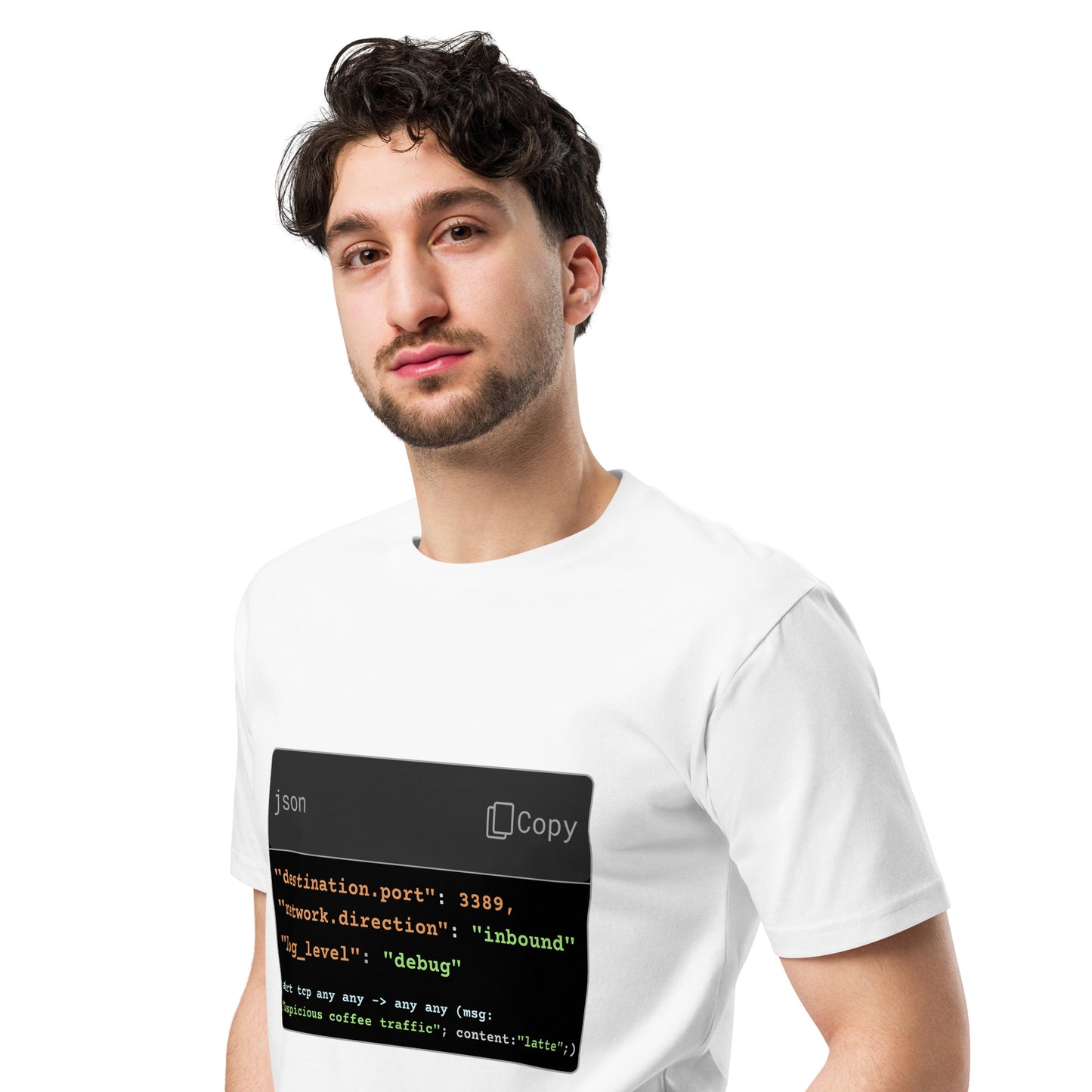 Hamcodes Suspicious Coffee Traffic Tee – Debug, Detect, Caffeinate Unisex premium t-shirt