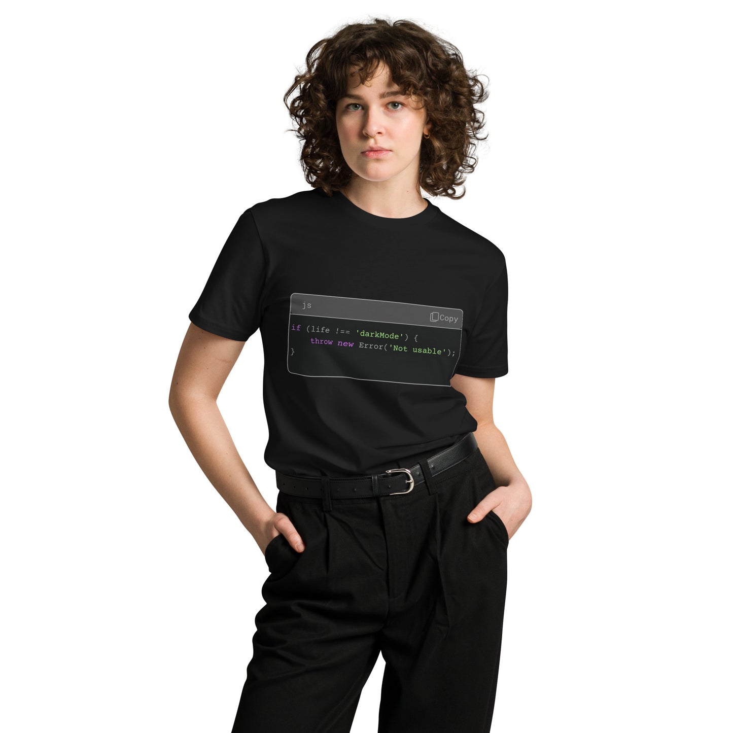 Hamcodes JS Syntax Minimalist Tee – Terminal Theme. Dev Style. All Comfort.