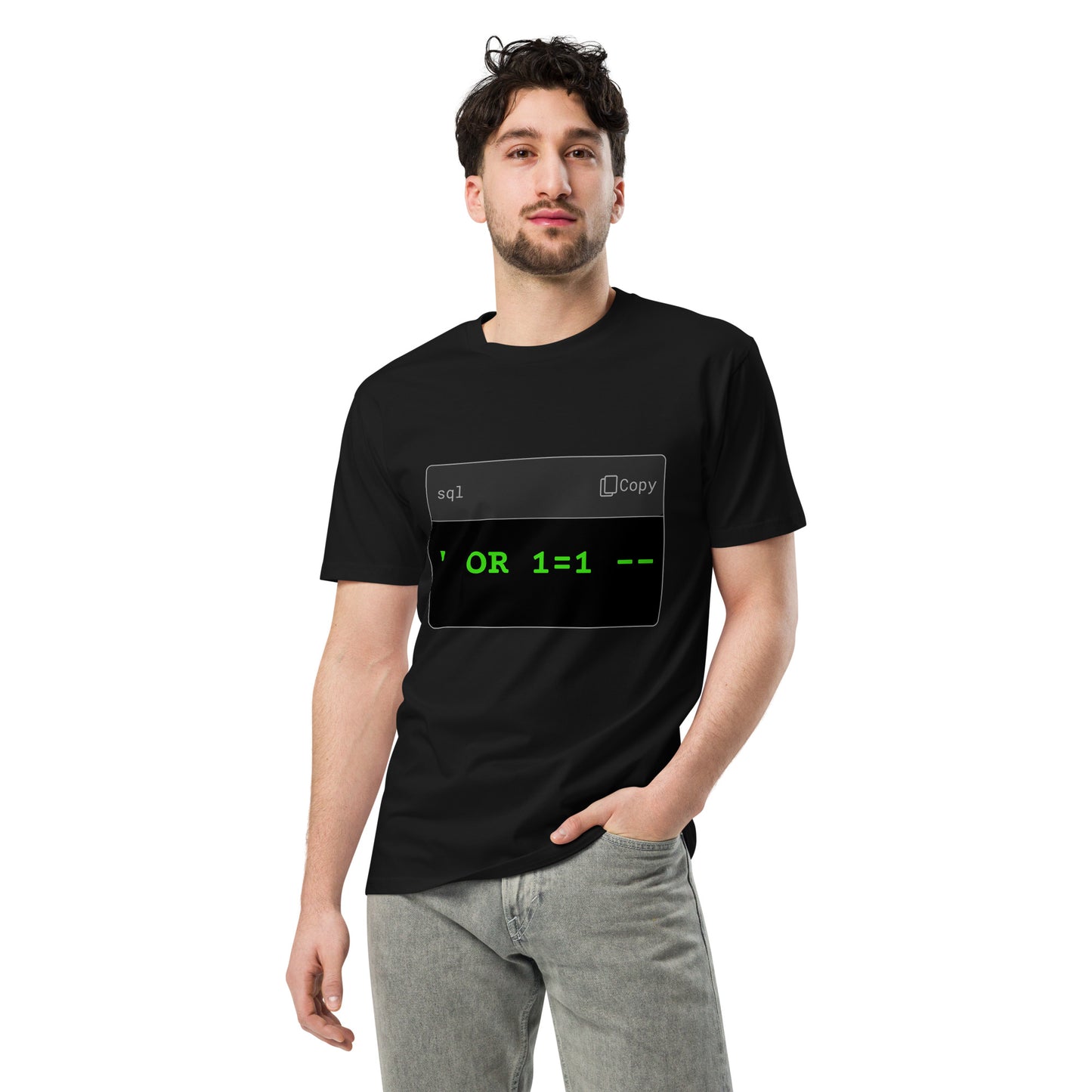 Hamcodes ’ OR 1=1 – Tee – Auth Bypassed. Style Activated. Unisex premium t-shirt