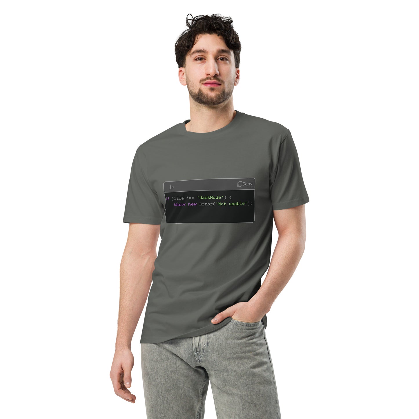Hamcodes JS Syntax Minimalist Tee – Terminal Theme. Dev Style. All Comfort.
