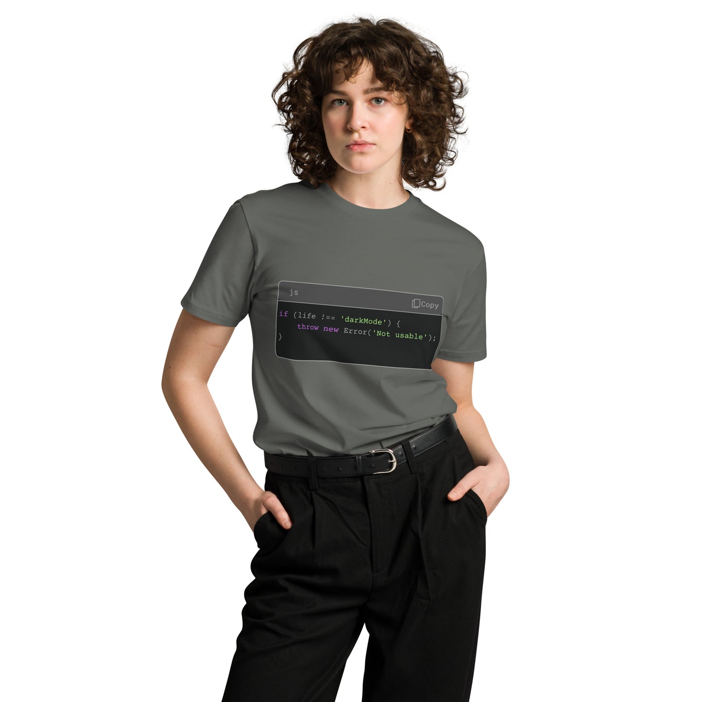 Hamcodes JS Syntax Minimalist Tee – Terminal Theme. Dev Style. All Comfort.