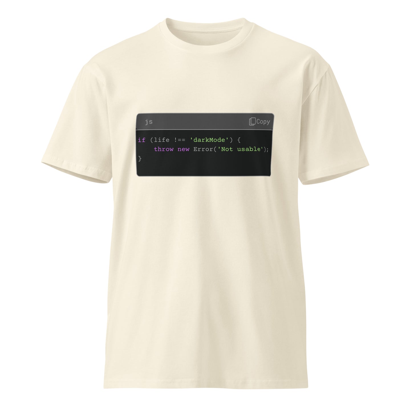 Hamcodes JS Syntax Minimalist Tee – Terminal Theme. Dev Style. All Comfort.