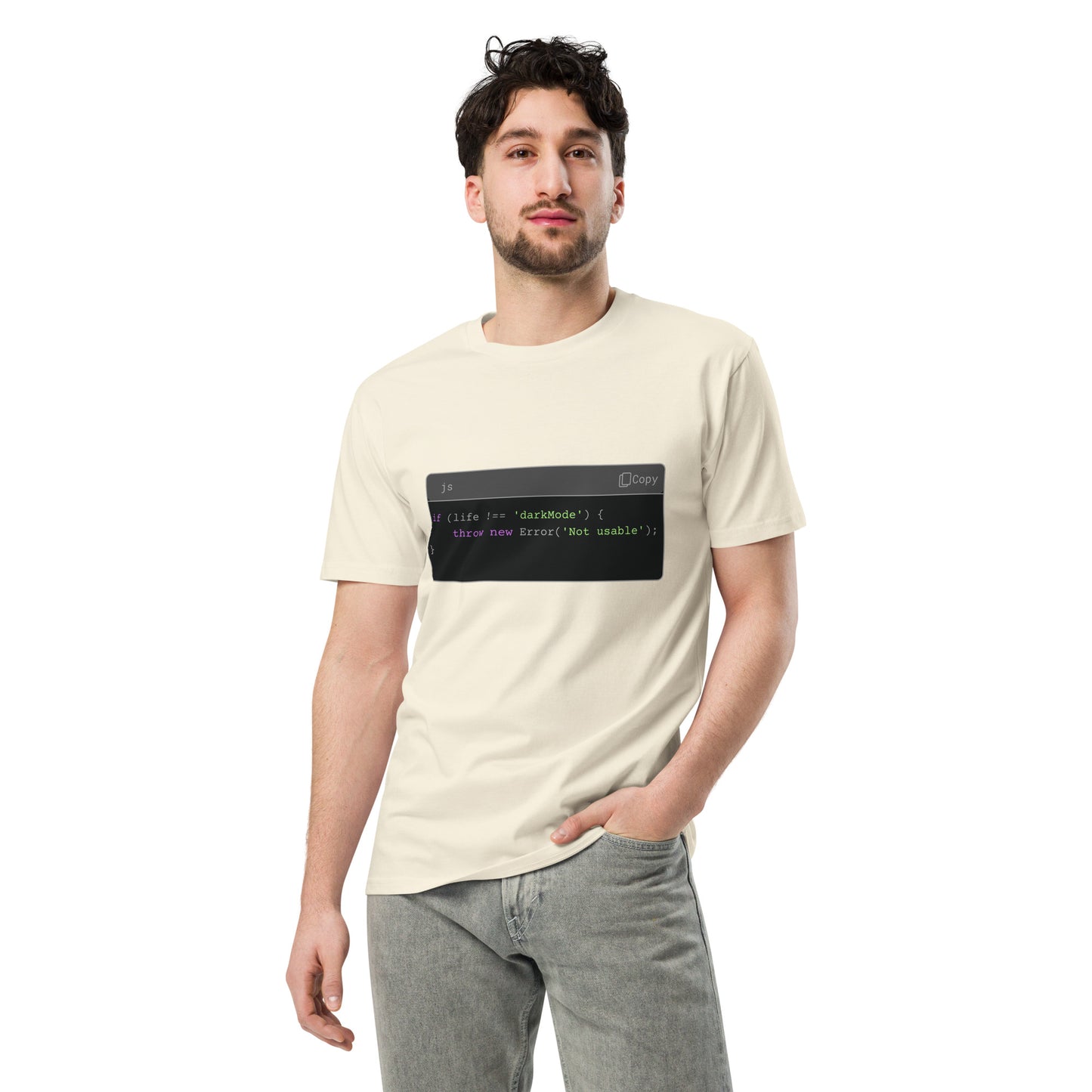 Hamcodes JS Syntax Minimalist Tee – Terminal Theme. Dev Style. All Comfort.