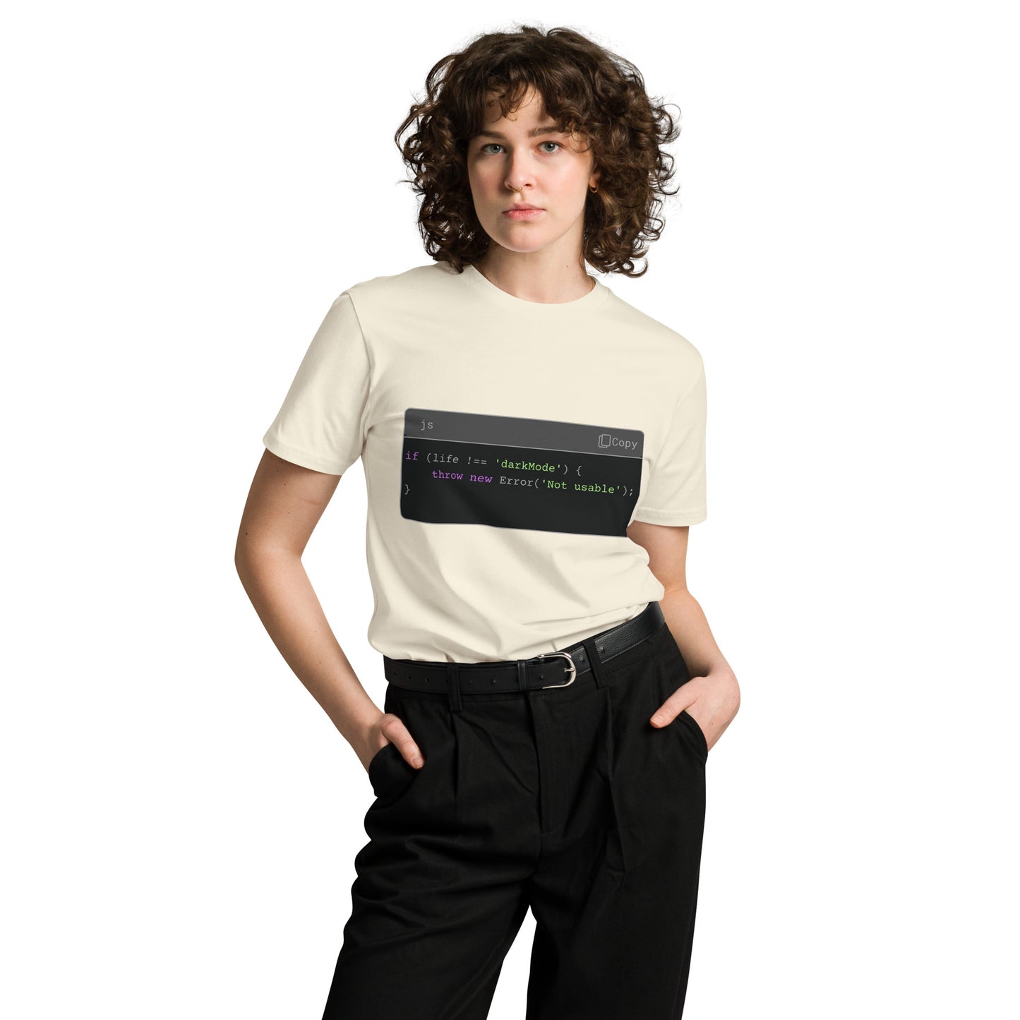 Hamcodes JS Syntax Minimalist Tee – Terminal Theme. Dev Style. All Comfort.
