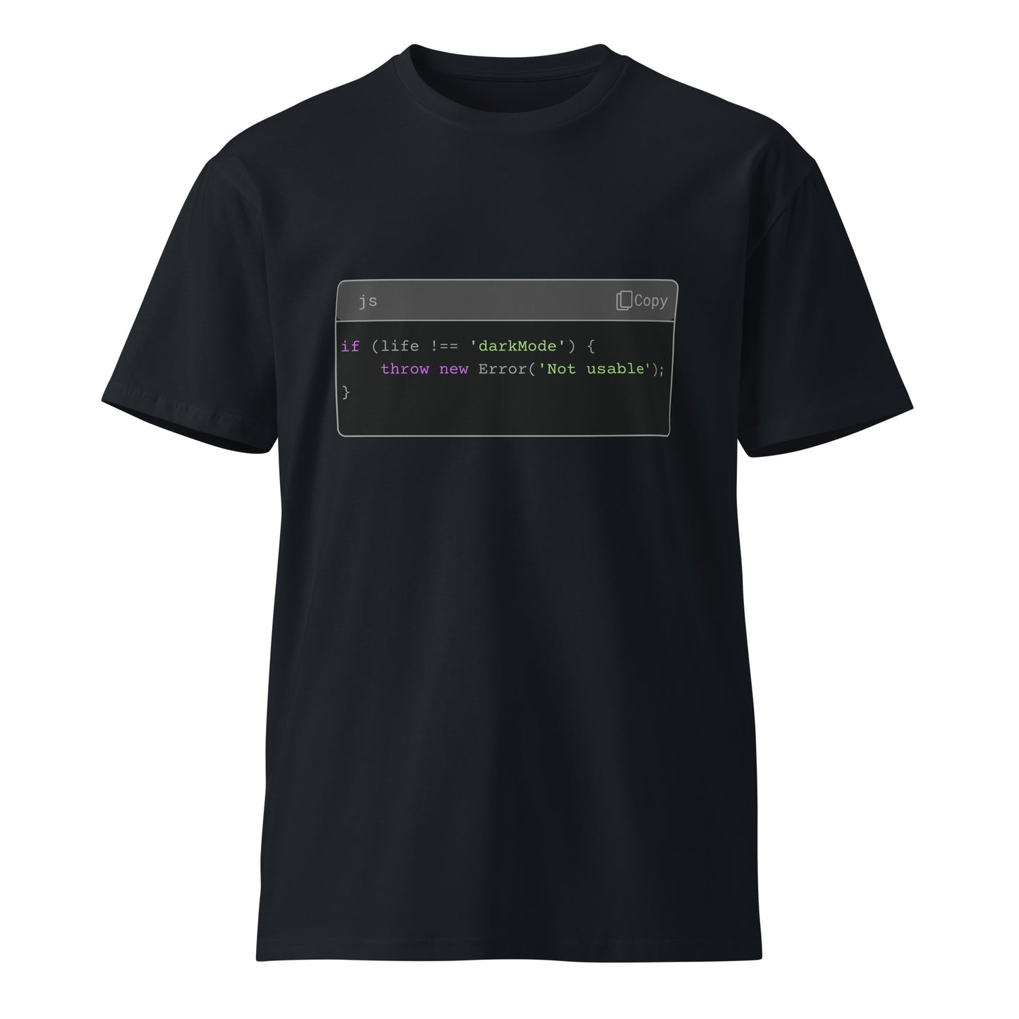 Hamcodes JS Syntax Minimalist Tee – Terminal Theme. Dev Style. All Comfort.