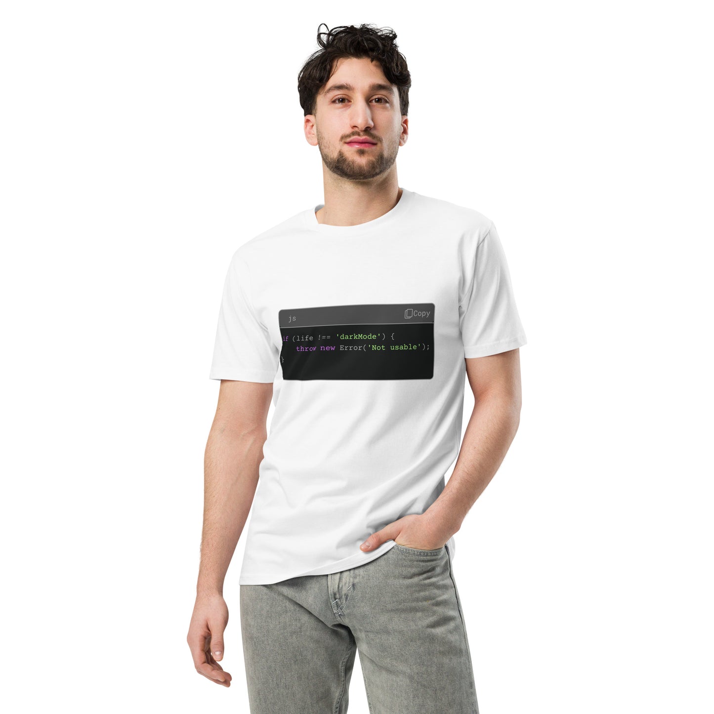 Hamcodes JS Syntax Minimalist Tee – Terminal Theme. Dev Style. All Comfort.