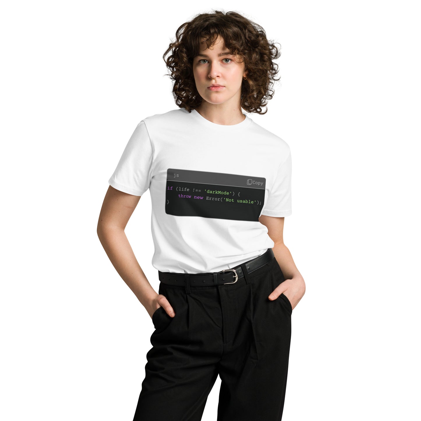 Hamcodes JS Syntax Minimalist Tee – Terminal Theme. Dev Style. All Comfort.