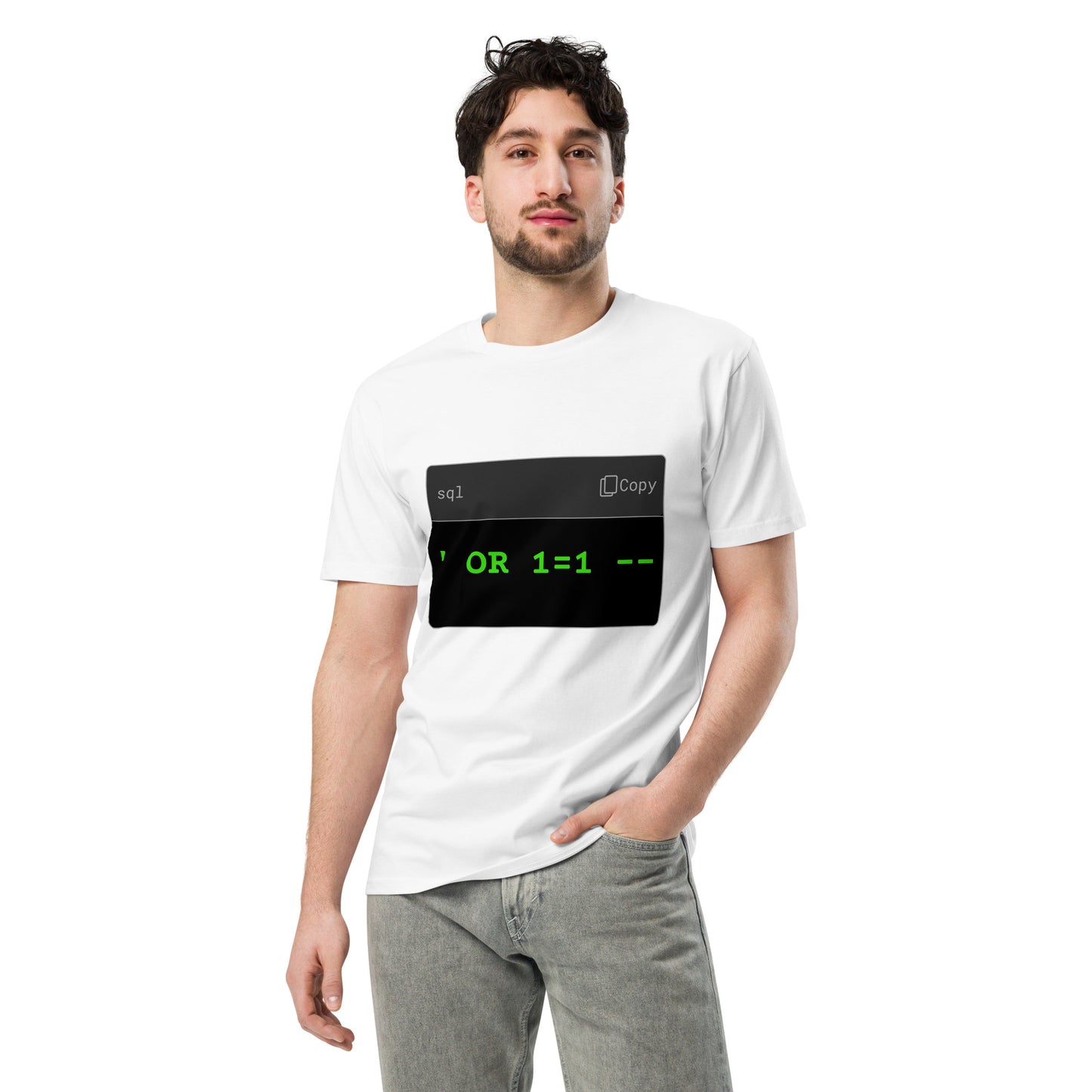Hamcodes ’ OR 1=1 – Tee – Auth Bypassed. Style Activated. Unisex premium t-shirt