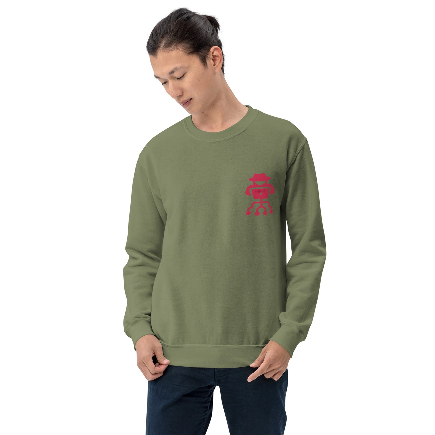 hamcodes unisex-crew-neck-sweatshirt-military-green